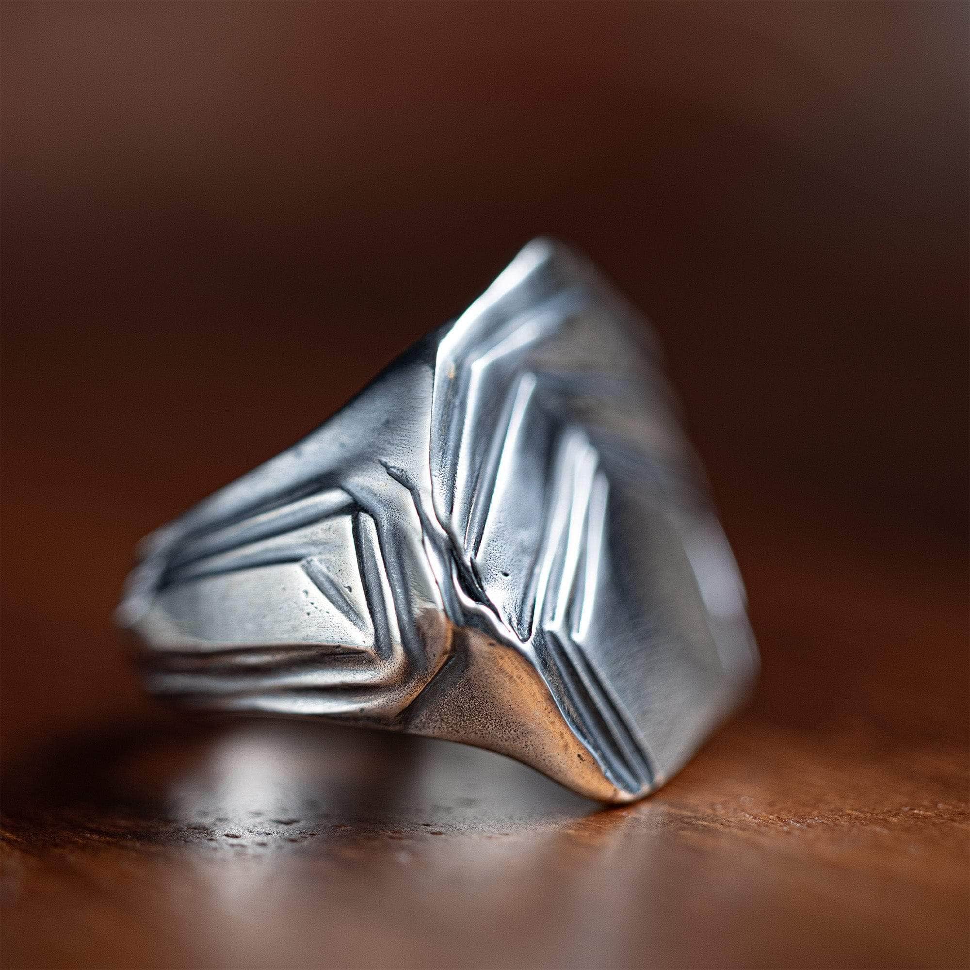 Forge Textured Sterling Silver Ring with Rippled, Layered Effect