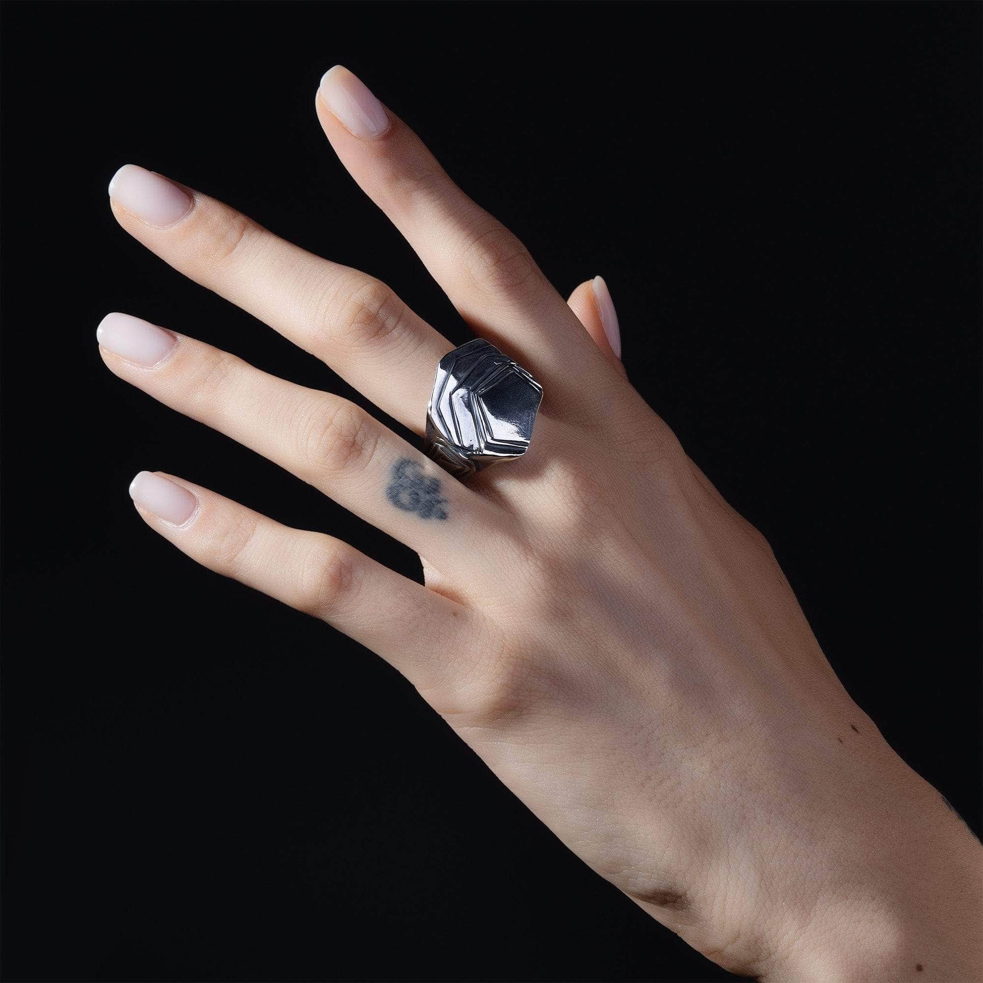 Forge Textured Sterling Silver Ring with Rippled, Layered Effect