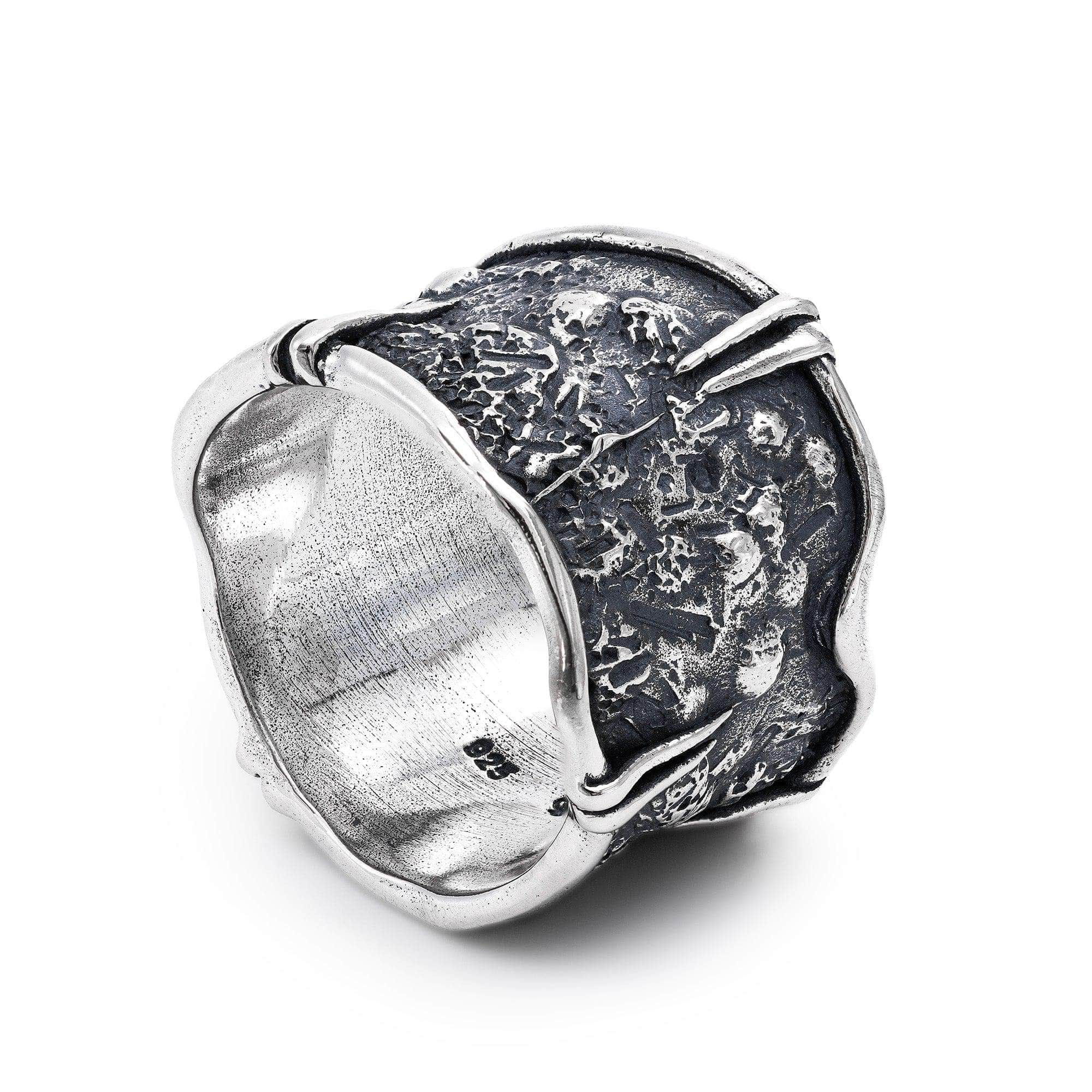 Frost Oxidized Silver Ring with Raw, Earthy Texture