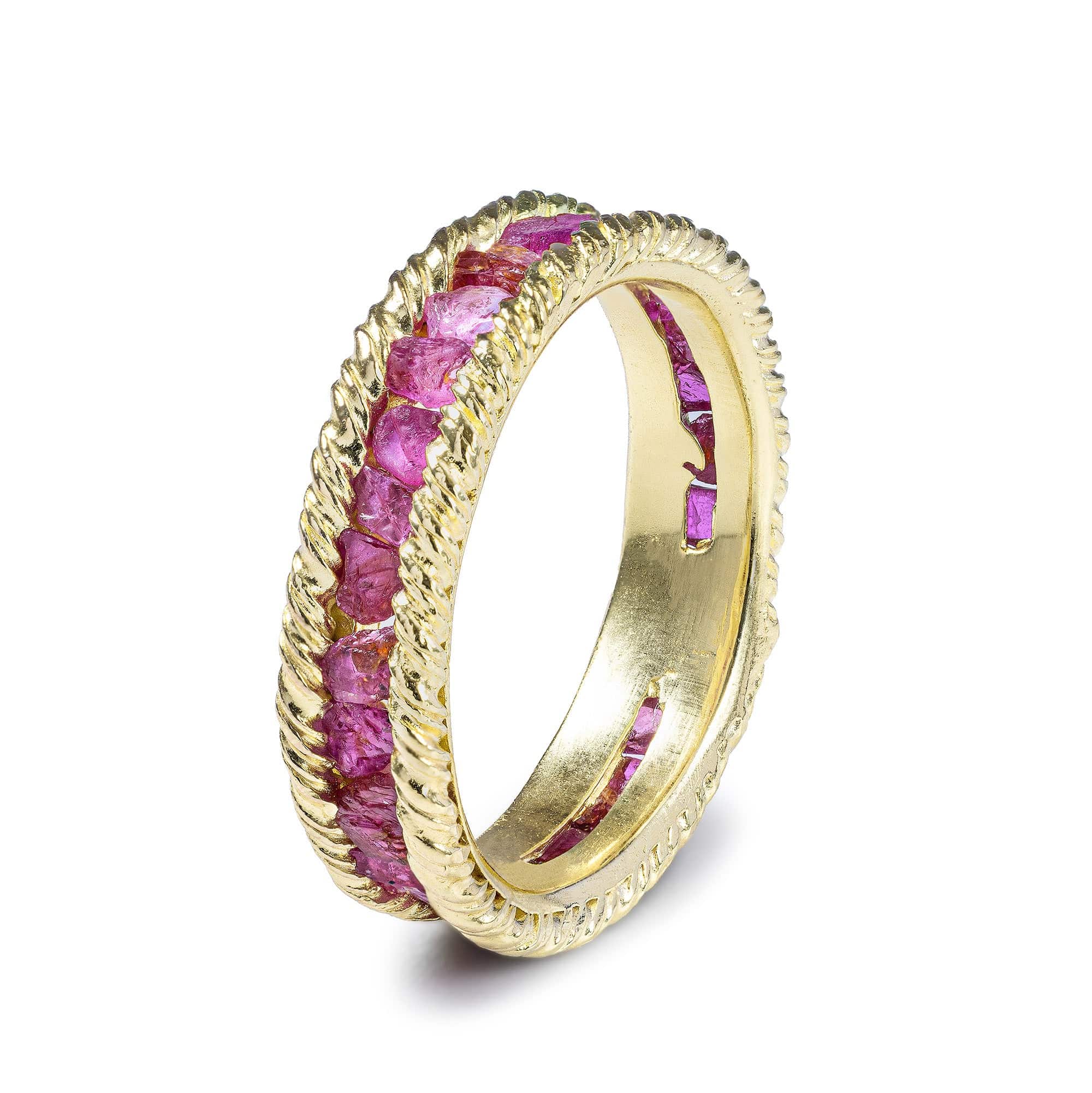Gaiete Minimalist Gold Plated Silver Ring with Raw Ruby