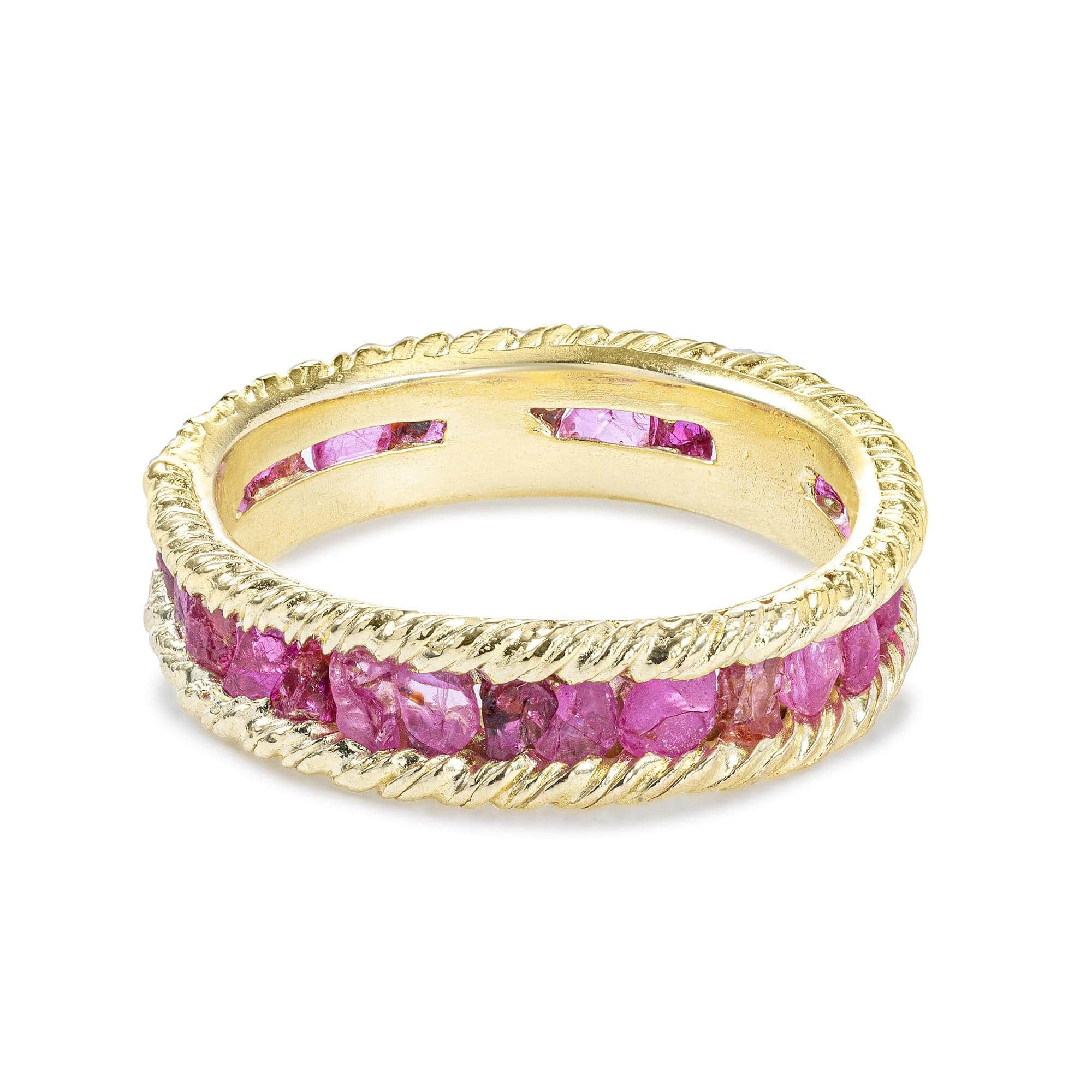 Gaiete Minimalist Gold Plated Silver Ring with Raw Ruby