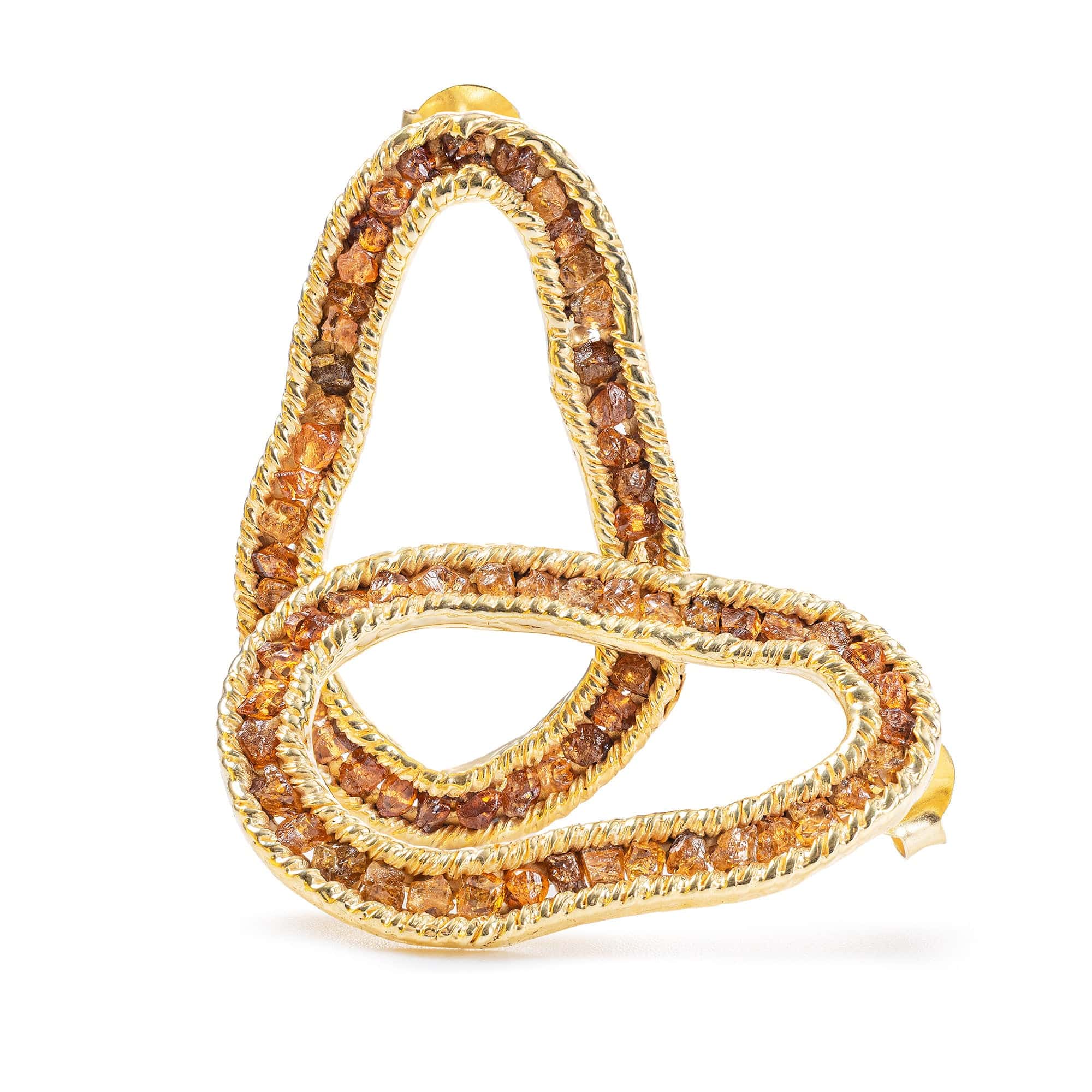 Arven Pear-Shaped Earrings in Gold Plated Silver with Raw Spessartine Garnet