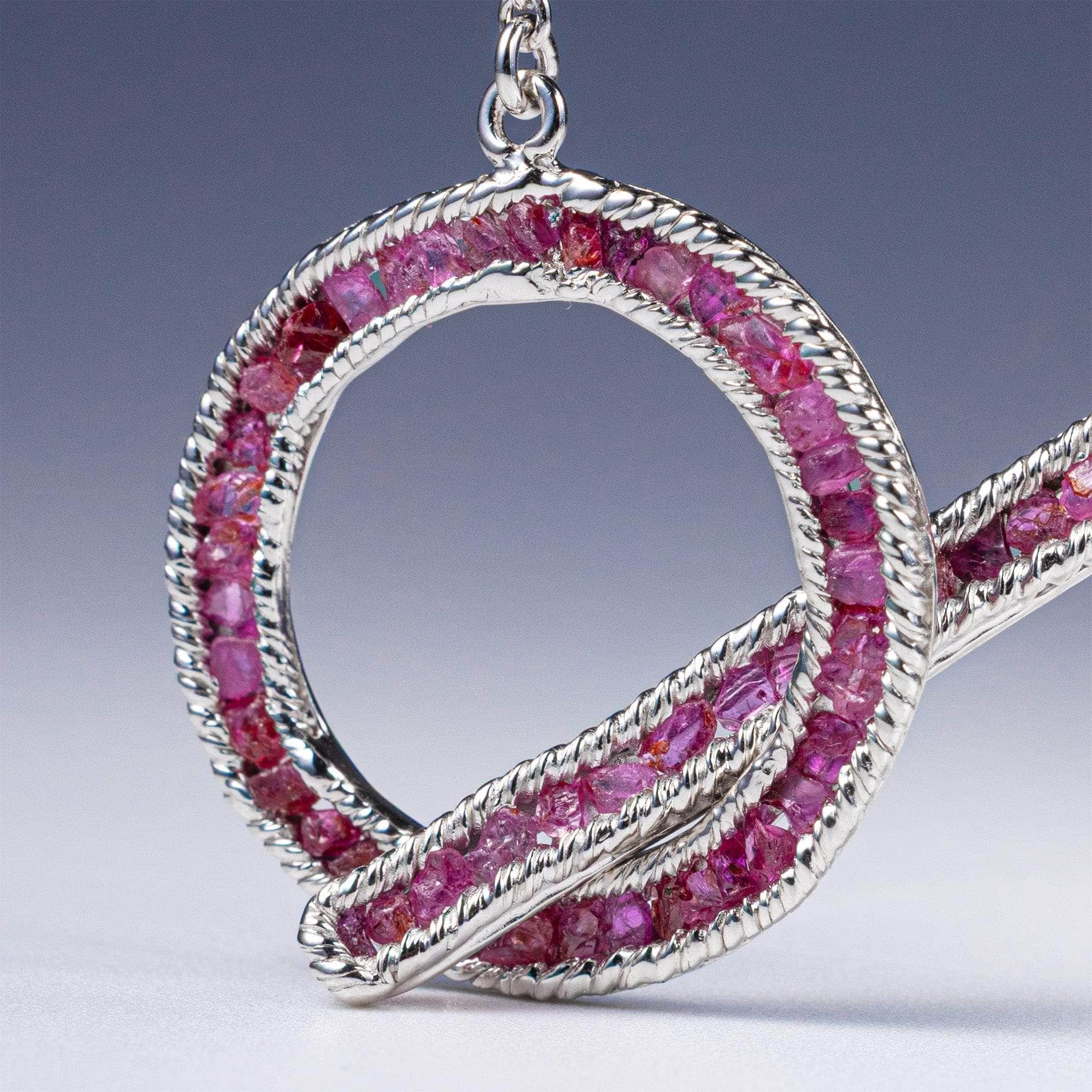 Medea Open Necklace in 925 Sterling Silver with Raw Rubies