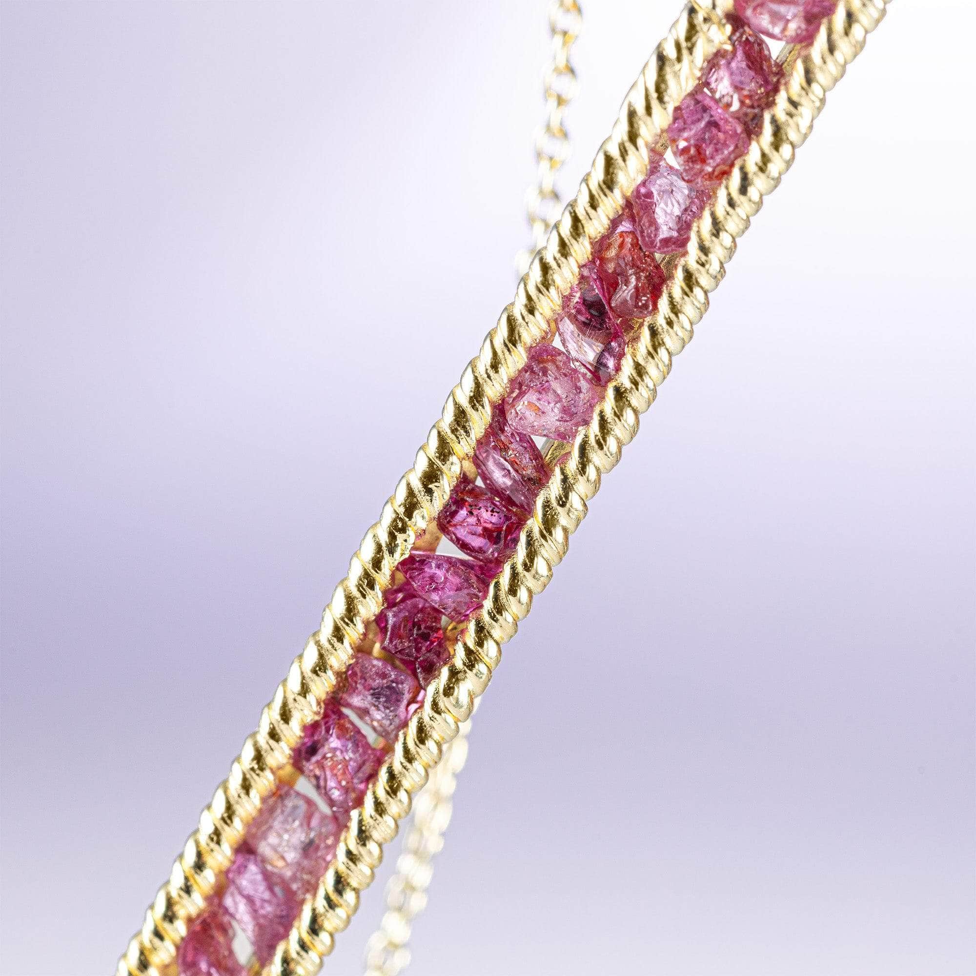 Lithos 14K Gold-Plated 925 Sterling Silver Necklace with Natural Raw Rubies