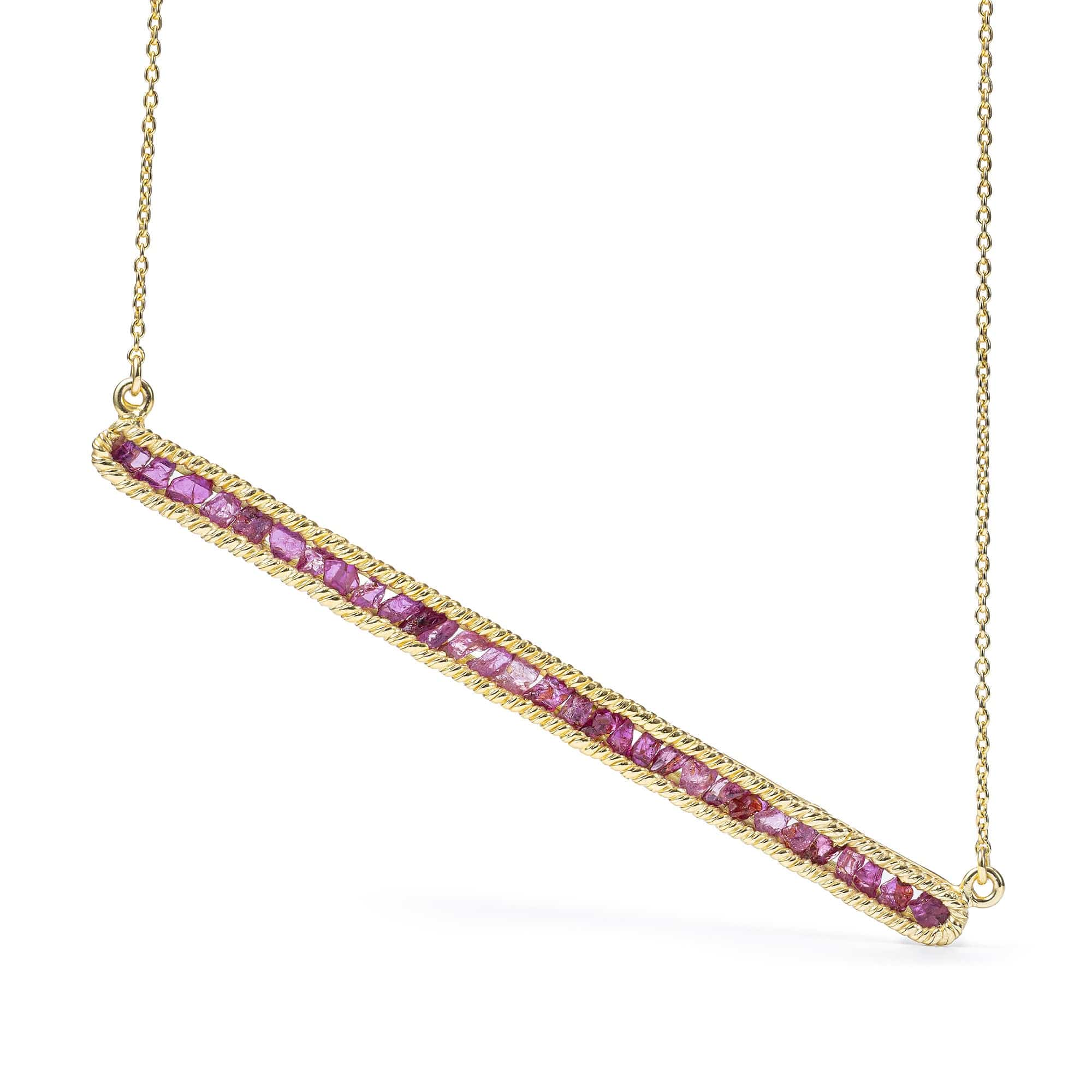 Lithos 14K Gold-Plated 925 Sterling Silver Necklace with Natural Raw Rubies