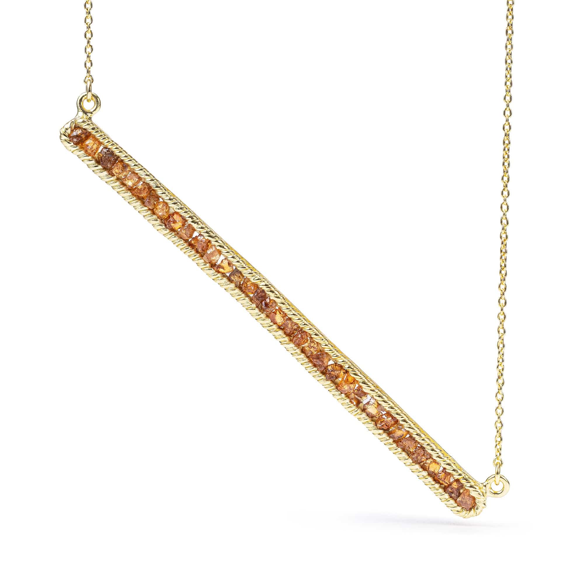 Lithos 14K Gold-Plated 925 Sterling Silver Necklace with Raw Natural Spessartine Garnet