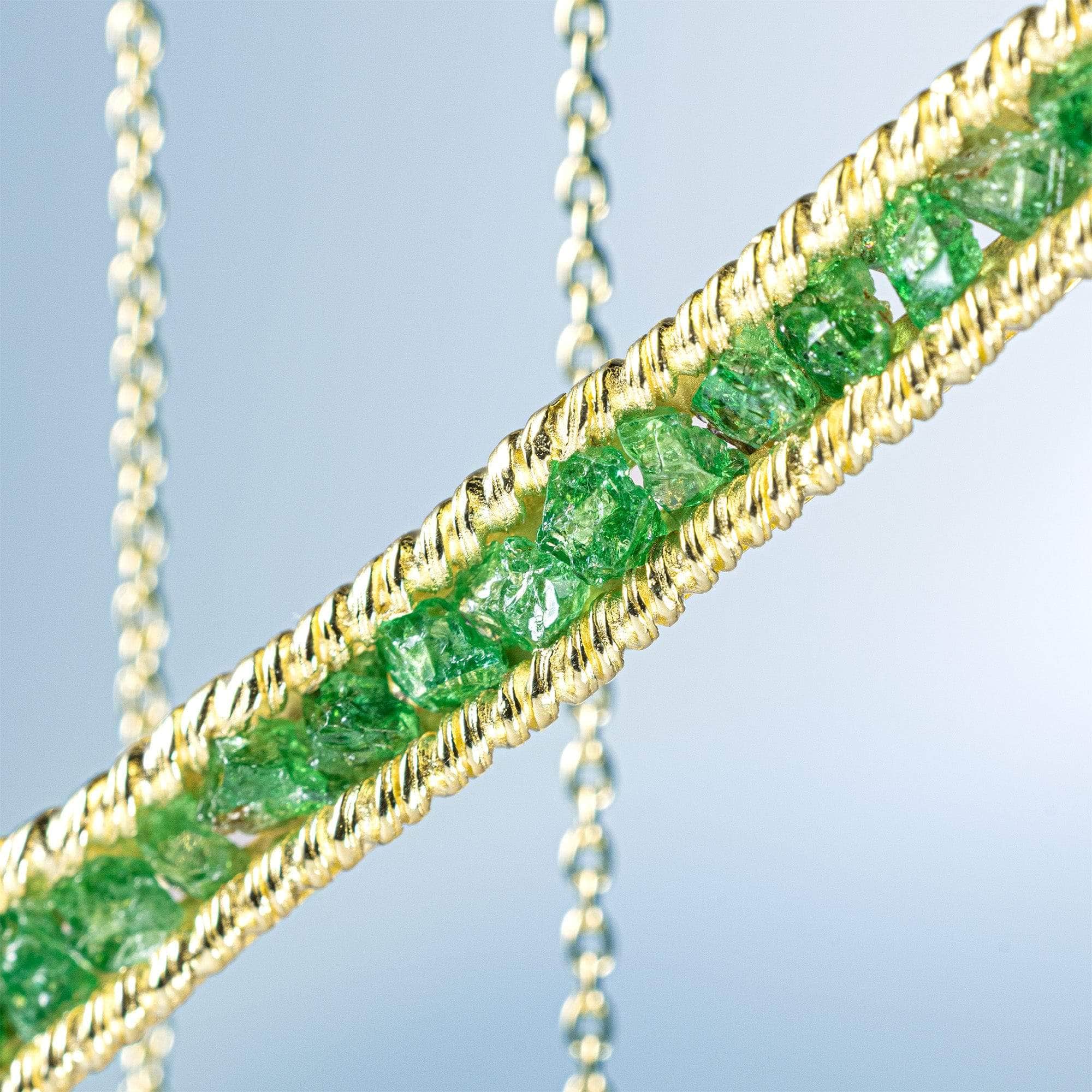 Lithos 14K Gold-Plated 925 Sterling Silver Necklace with Raw Natural Tsavorite Garnet