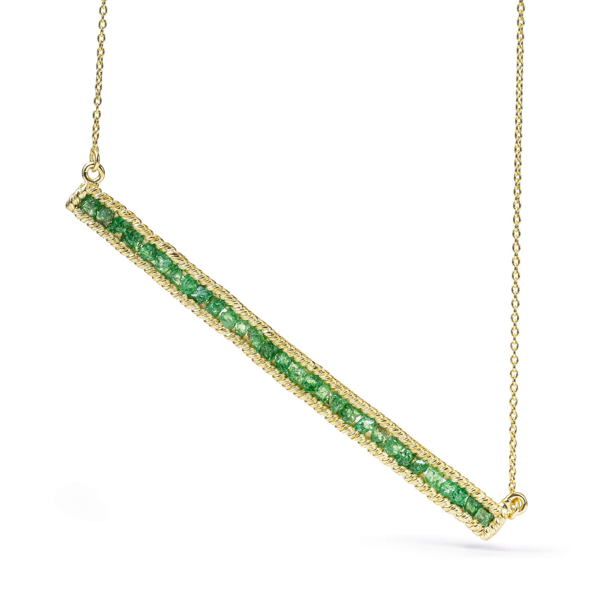 Lithos 14K Gold-Plated 925 Sterling Silver Necklace with Raw Natural Tsavorite Garnet