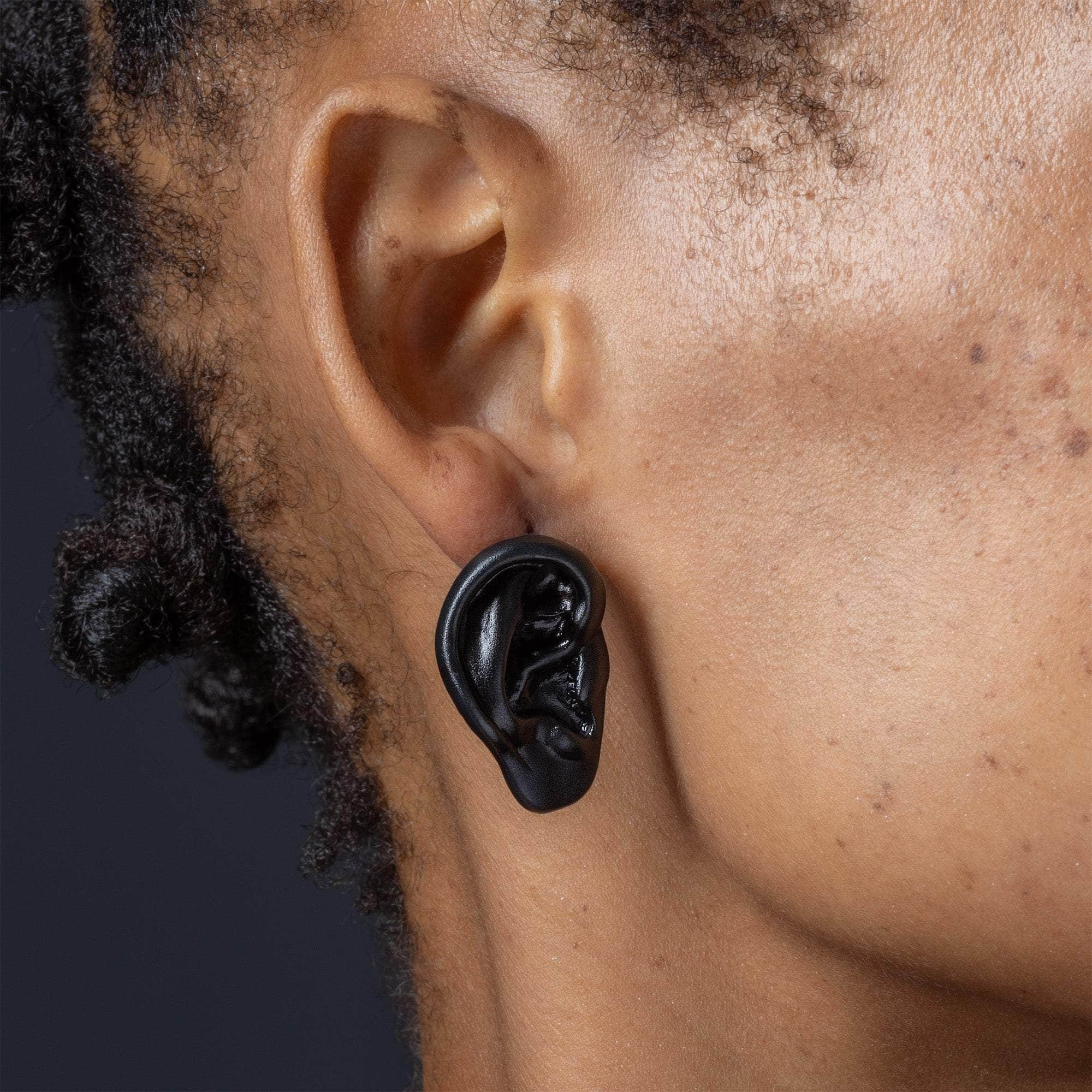 Vincent 925 Silver Asymmetric Ear-Shaped Earrings Anthracite & Gold Plated