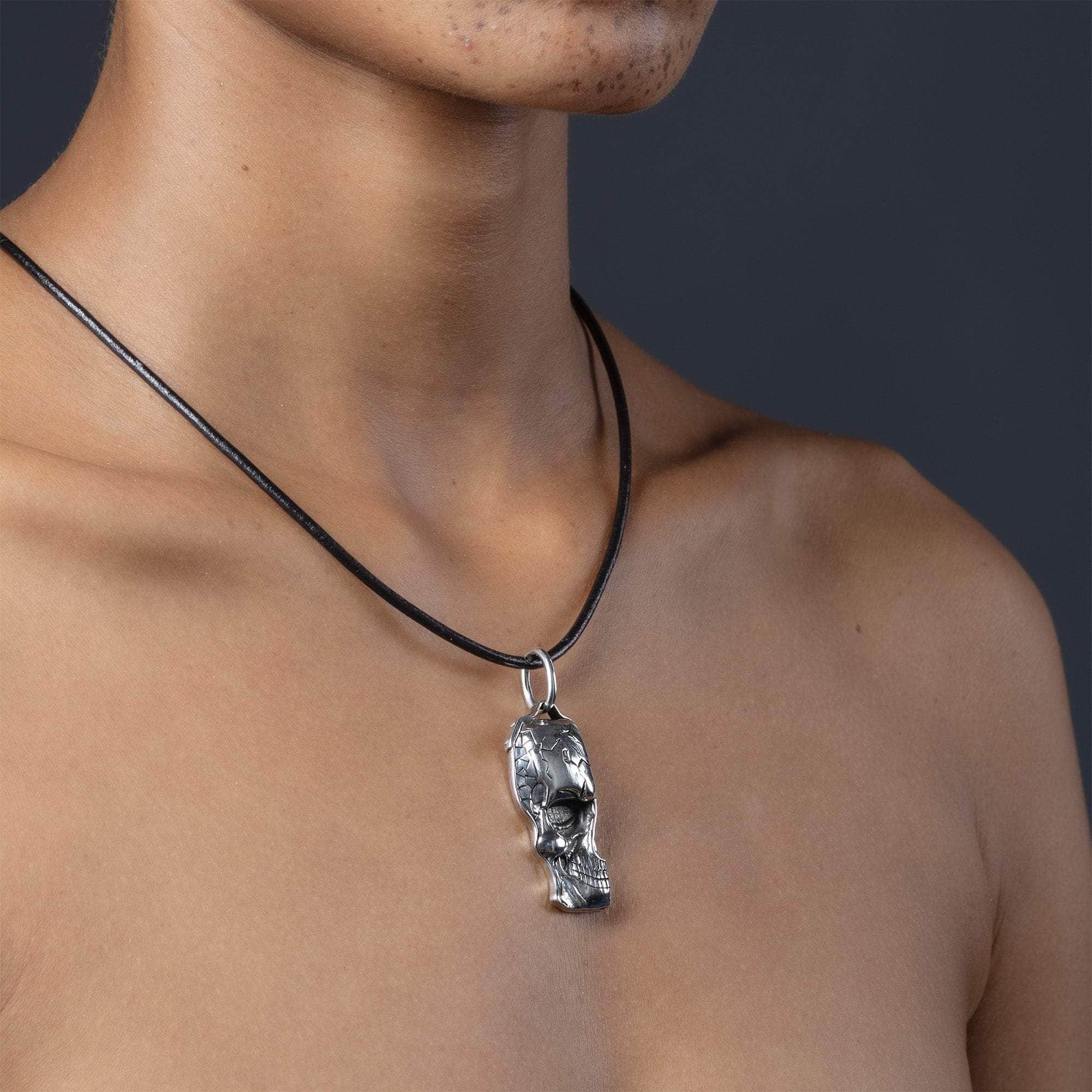 Anaya Oxidized 925 Sterling Silver Half-Skull Pendant