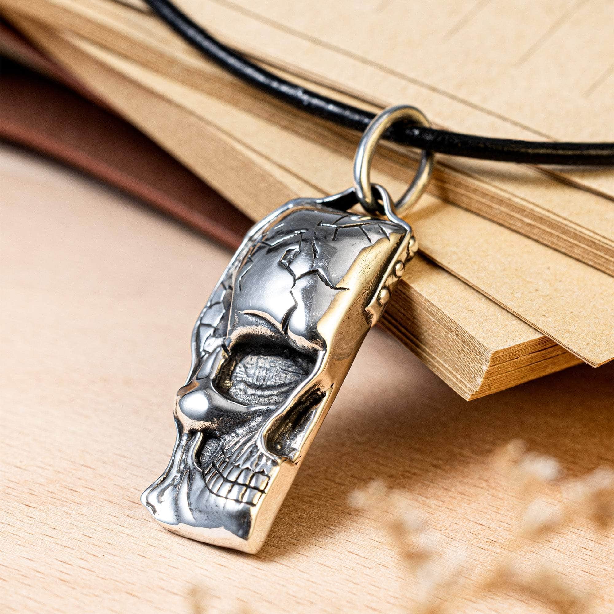 Anaya Oxidized 925 Sterling Silver Half-Skull Pendant
