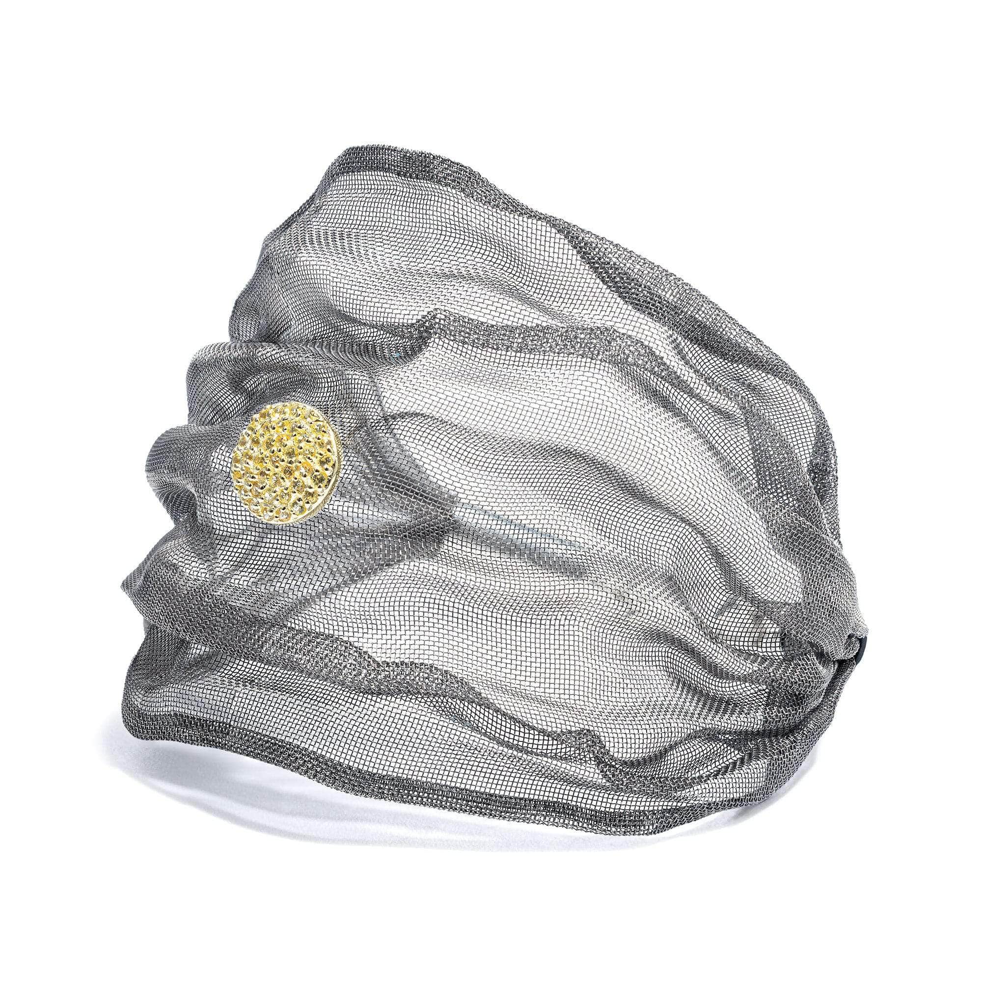 Weft Titanium Mesh and 925 Silver Soft Bracelet with Yellow Sapphire