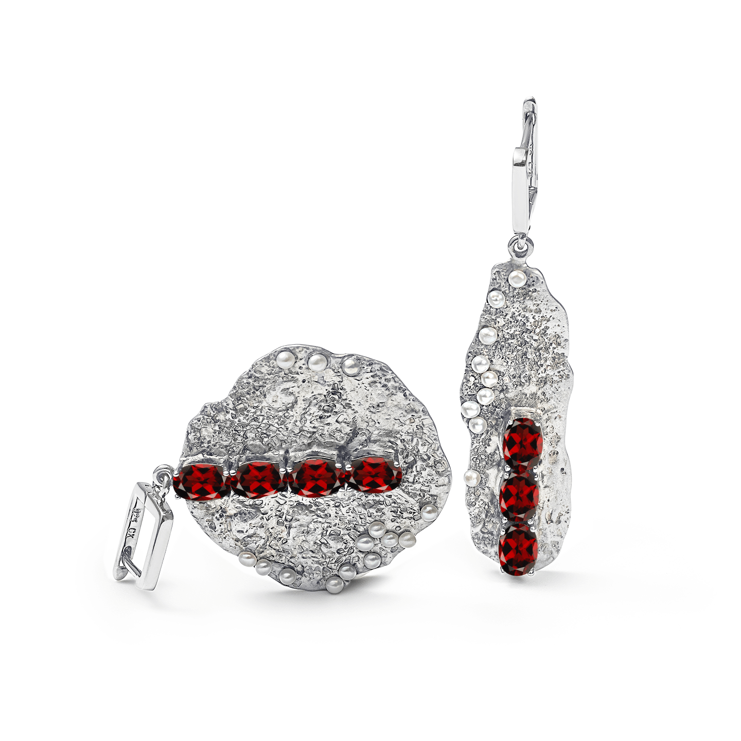 Grieg Micro Pearls Earrings Personalized & Co-Designed with Custom Gemstone & Plating Options: Chrome Diopside, Amethyst, Blue Topaz, Garnet, Citrine, White or Black Rhodium