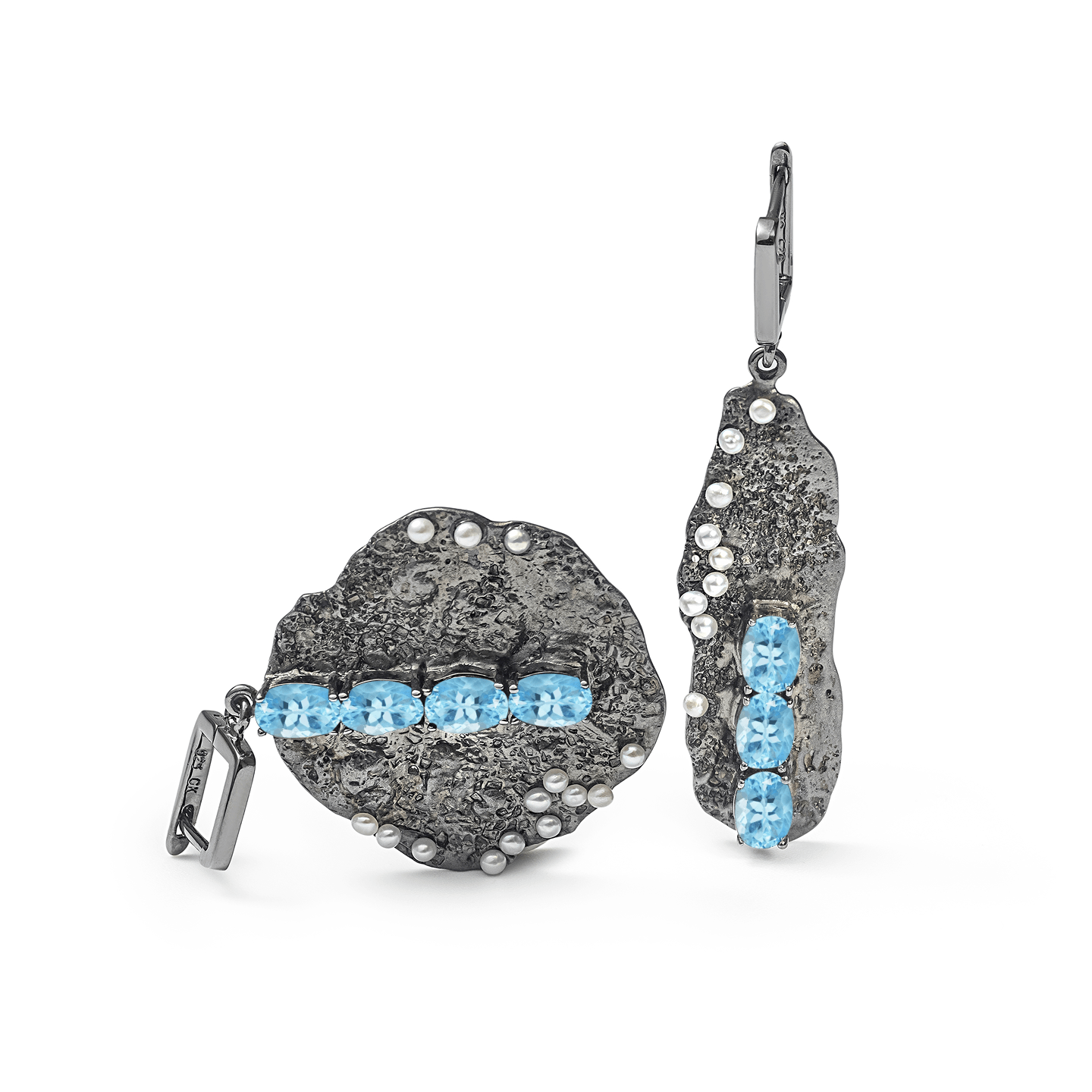 Grieg Micro Pearls Earrings Personalized & Co-Designed with Custom Gemstone & Plating Options: Chrome Diopside, Amethyst, Blue Topaz, Garnet, Citrine, White or Black Rhodium