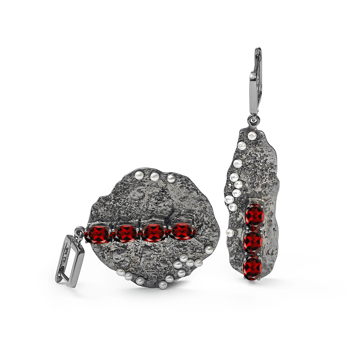 Grieg Micro Pearls Earrings Personalized & Co-Designed with Custom Gemstone & Plating Options: Chrome Diopside, Amethyst, Blue Topaz, Garnet, Citrine, White or Black Rhodium