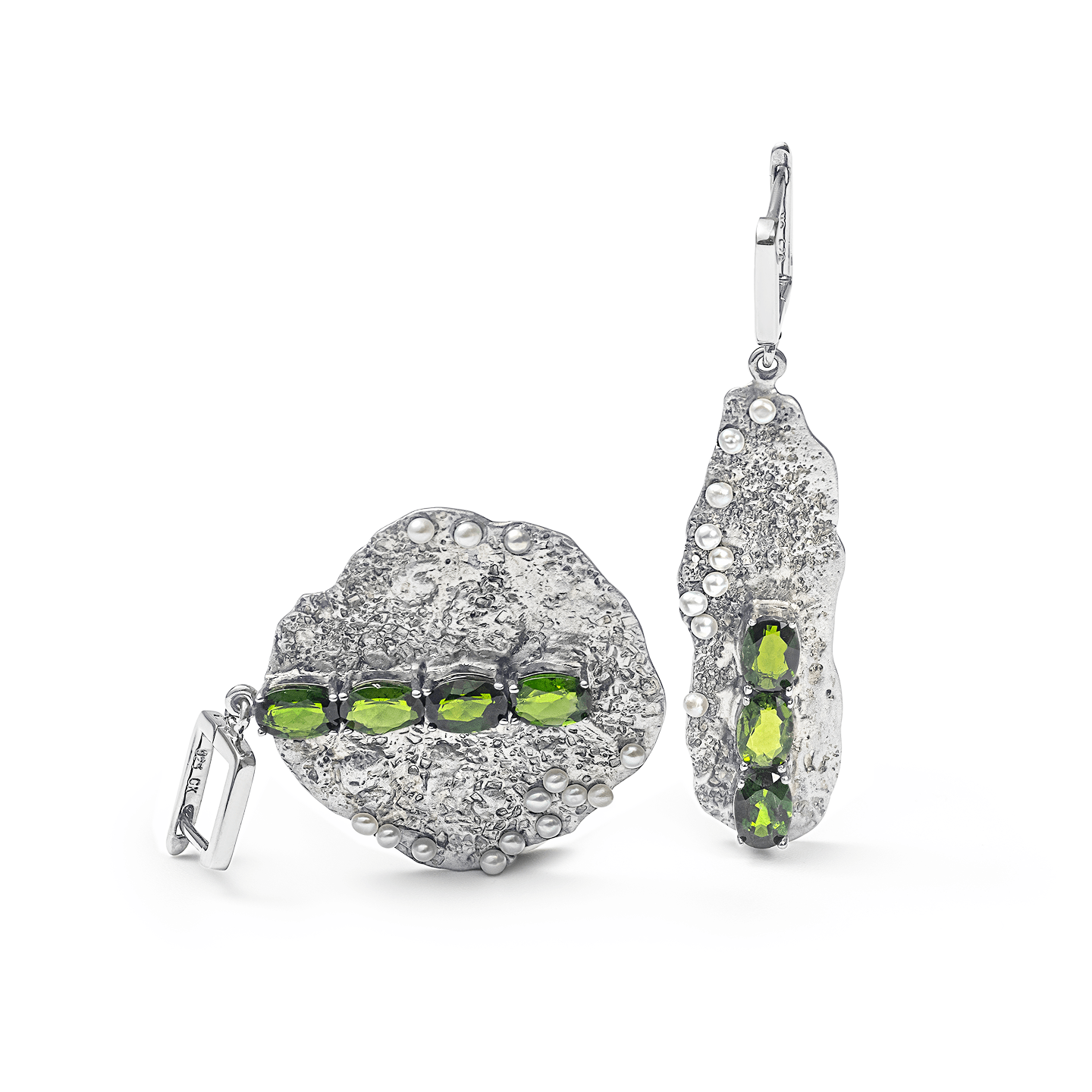 Grieg Micro Pearls Earrings Personalized & Co-Designed with Custom Gemstone & Plating Options: Chrome Diopside, Amethyst, Blue Topaz, Garnet, Citrine, White or Black Rhodium