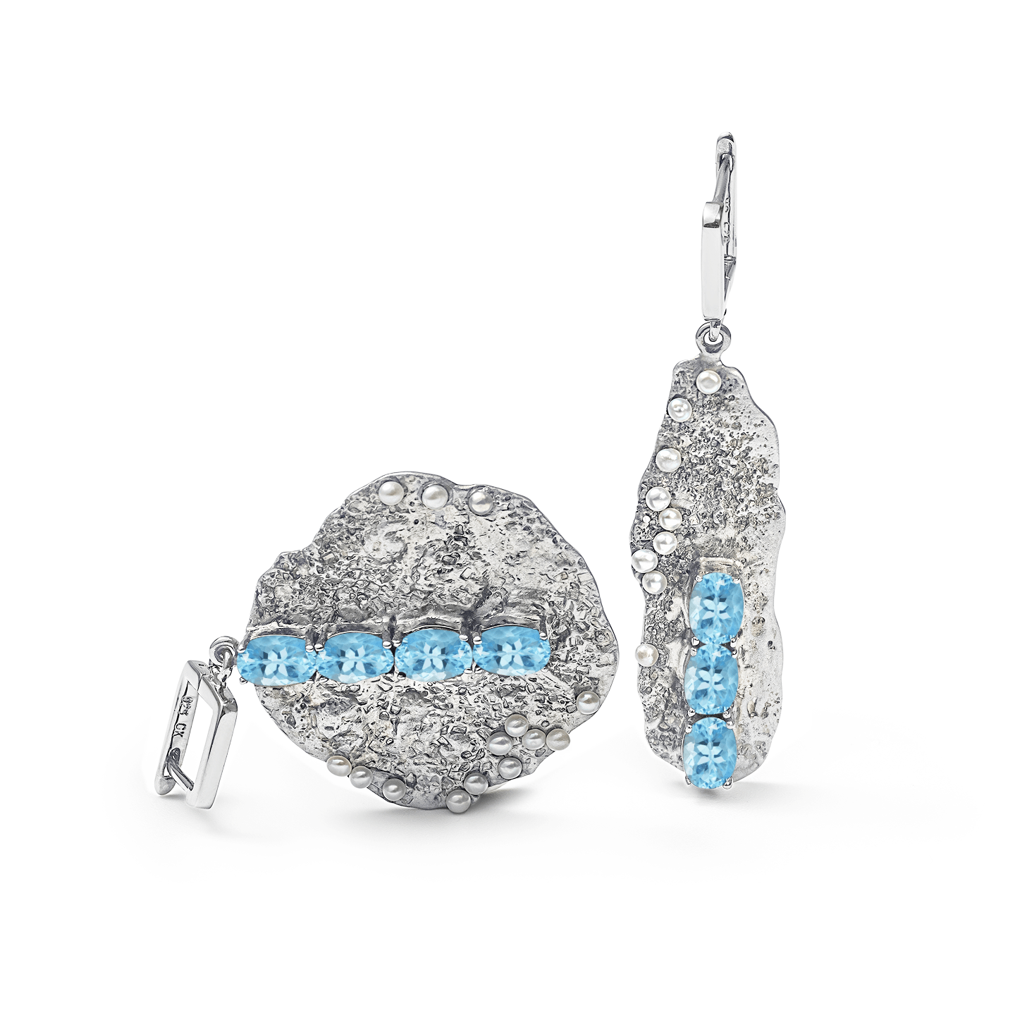 Grieg Micro Pearls Earrings Personalized & Co-Designed with Custom Gemstone & Plating Options: Chrome Diopside, Amethyst, Blue Topaz, Garnet, Citrine, White or Black Rhodium