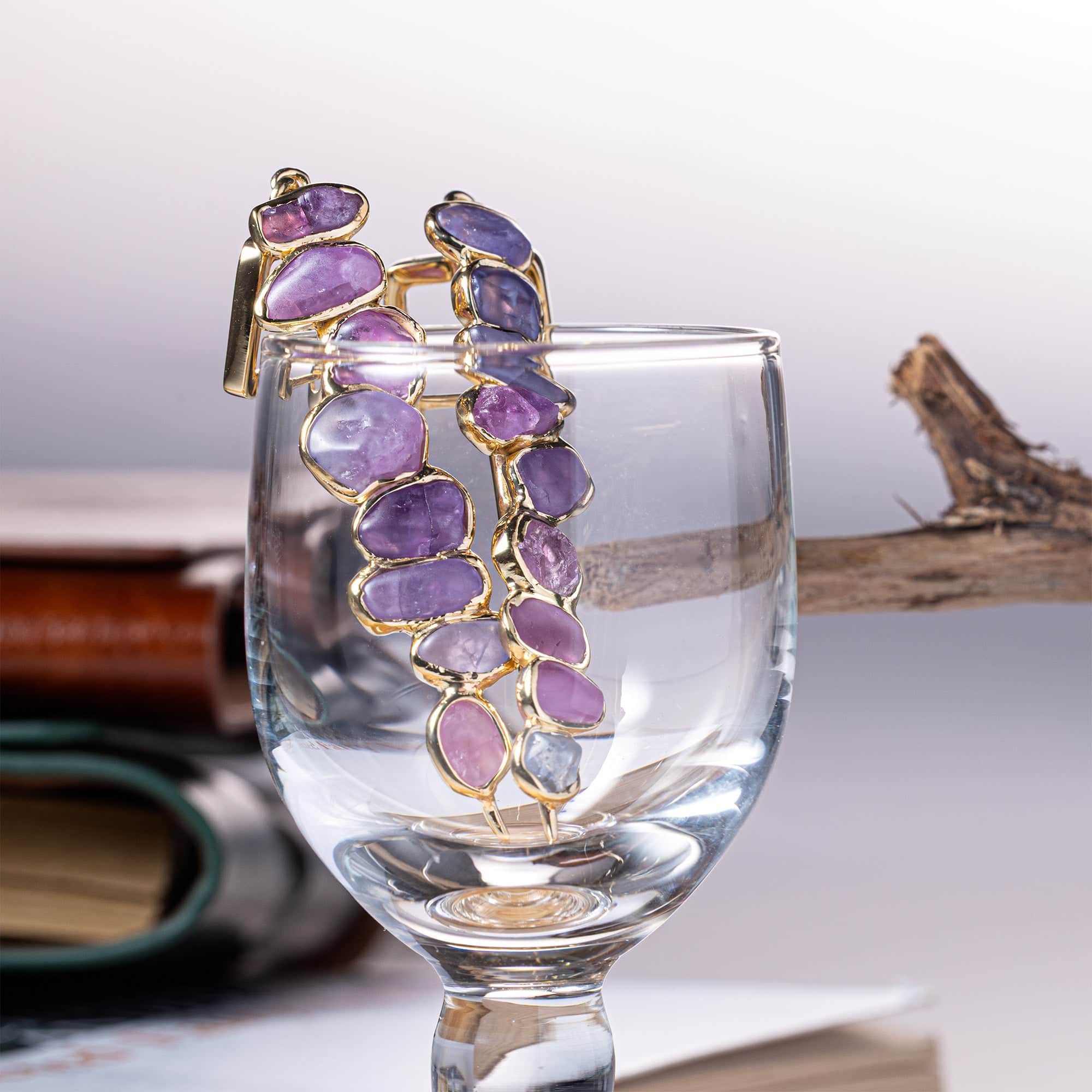 Thera Handcrafted Dangle Earrings with Raw Pink Sapphire in 14K Gold Plated Sterling Silver