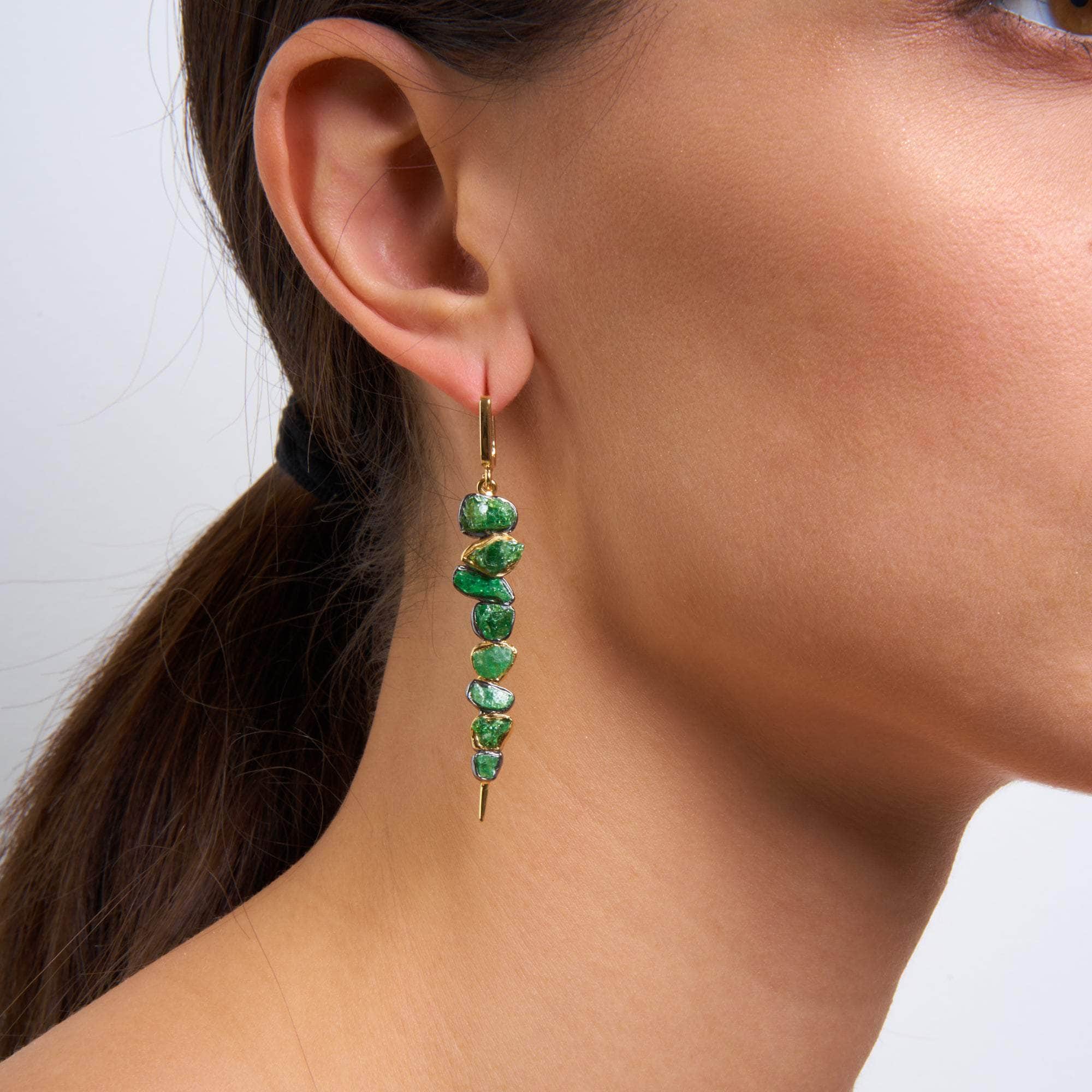 Sylva Rough Tsavorite Earrings GERMAN KABIRSKI