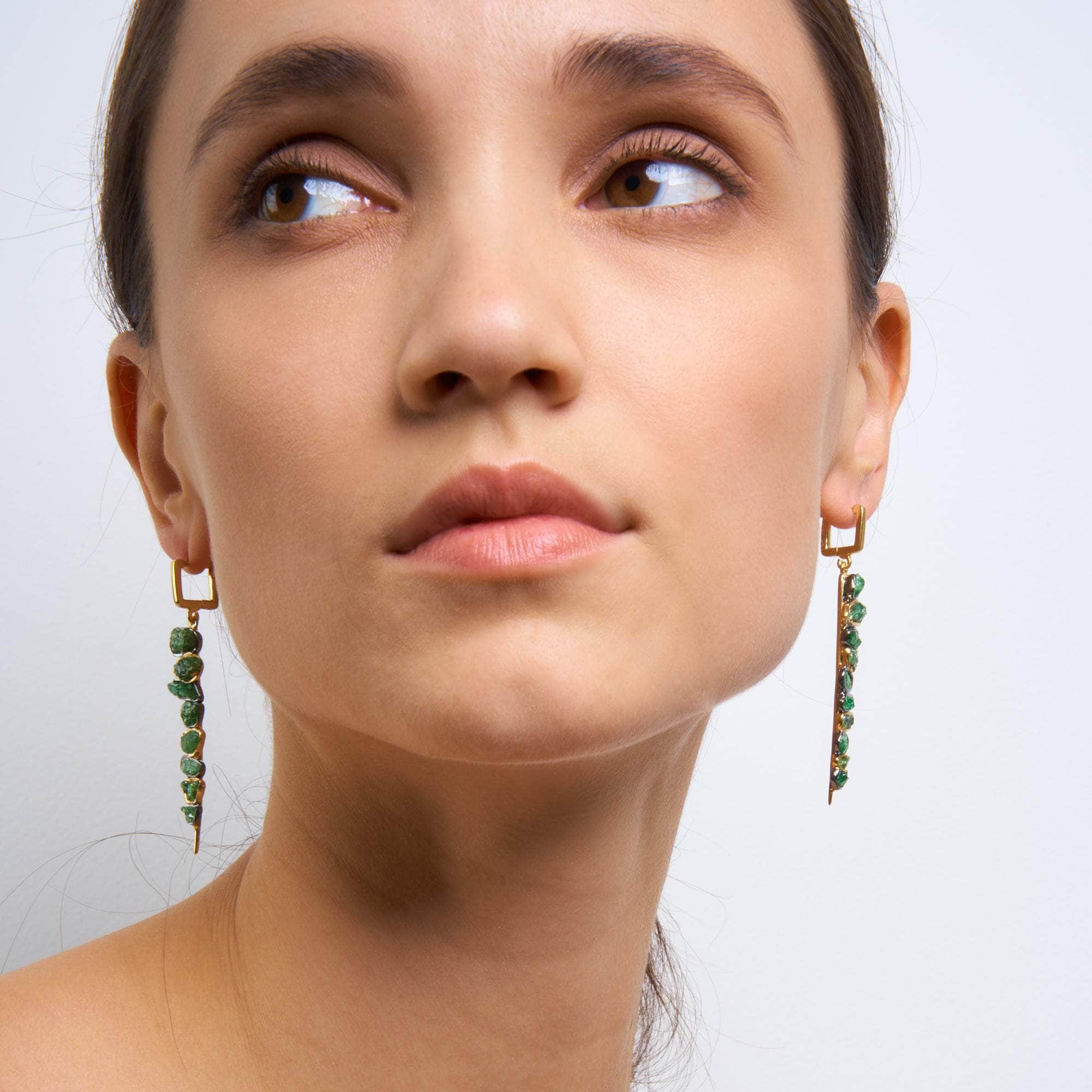 Sylva Rough Tsavorite Earrings GERMAN KABIRSKI