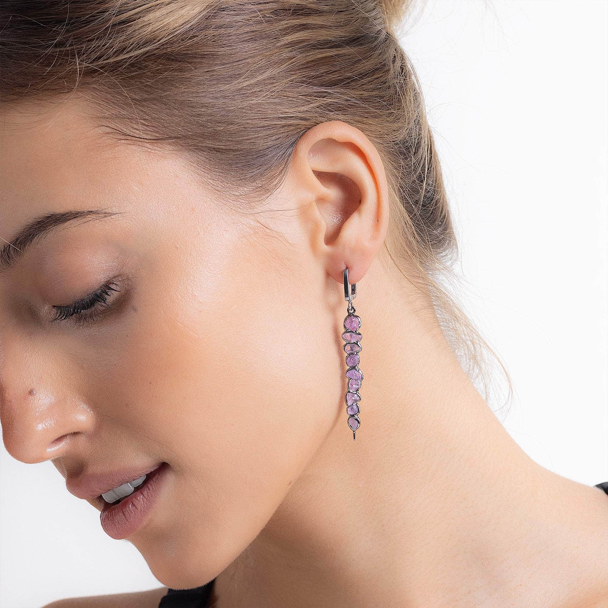 Syrah Rough Pink Sapphire  Earrings GERMAN KABIRSKI