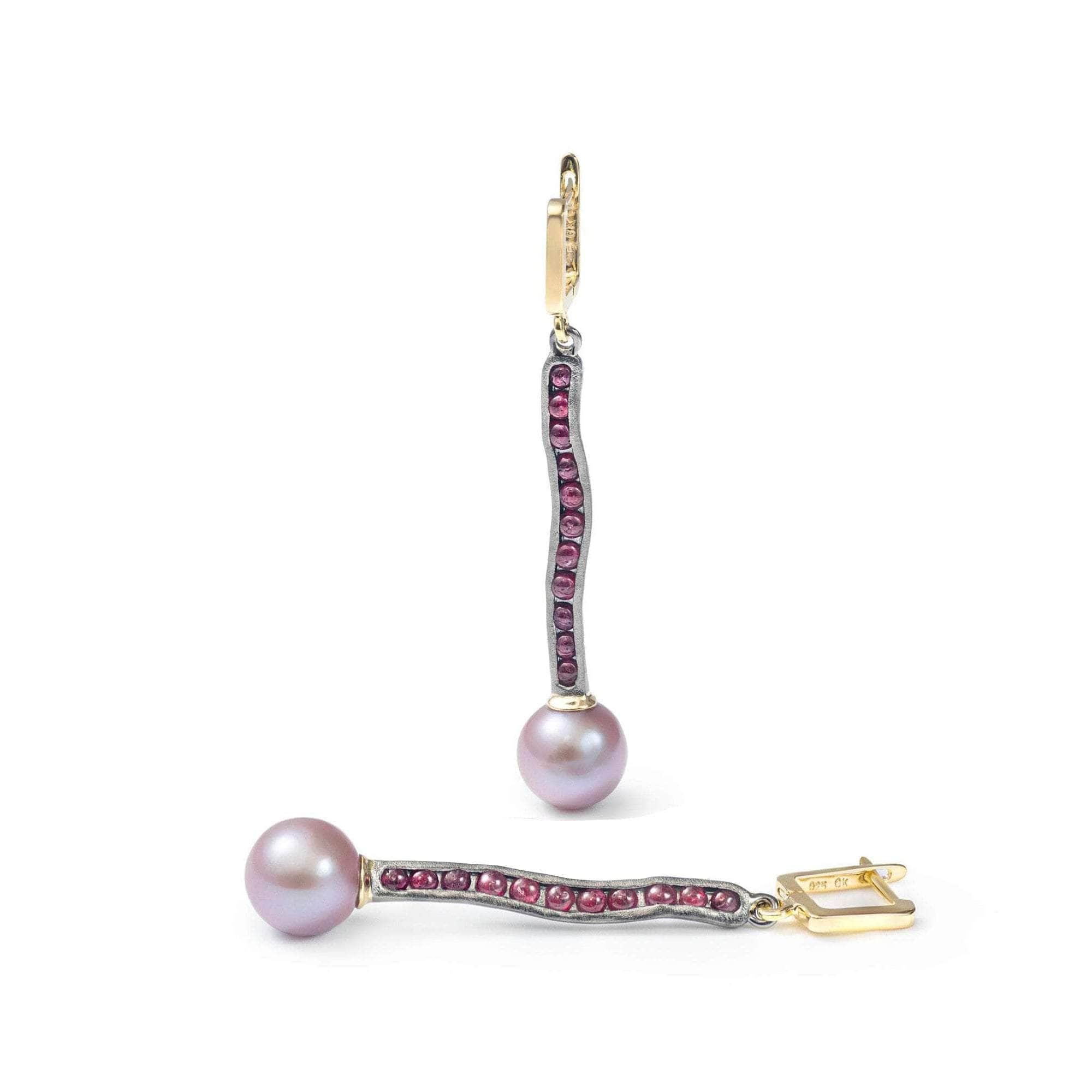 Hagnos Pearl and Ruby Earrings
