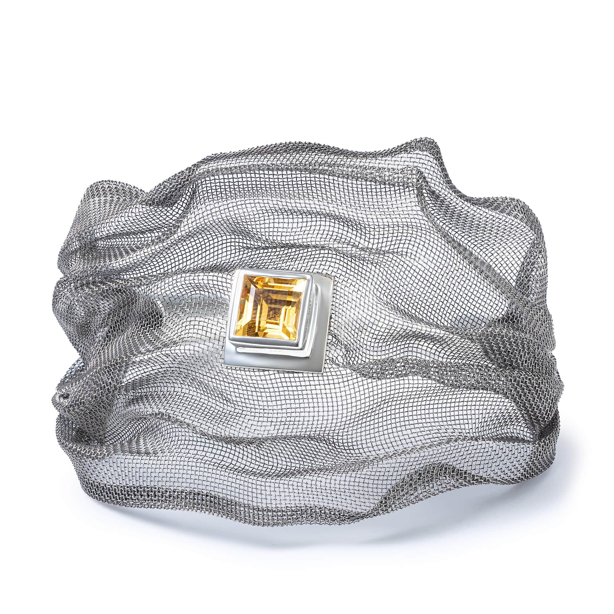 Nagare Limited Edition Silver & Titanium Mesh Bracelet with Natural Citrine