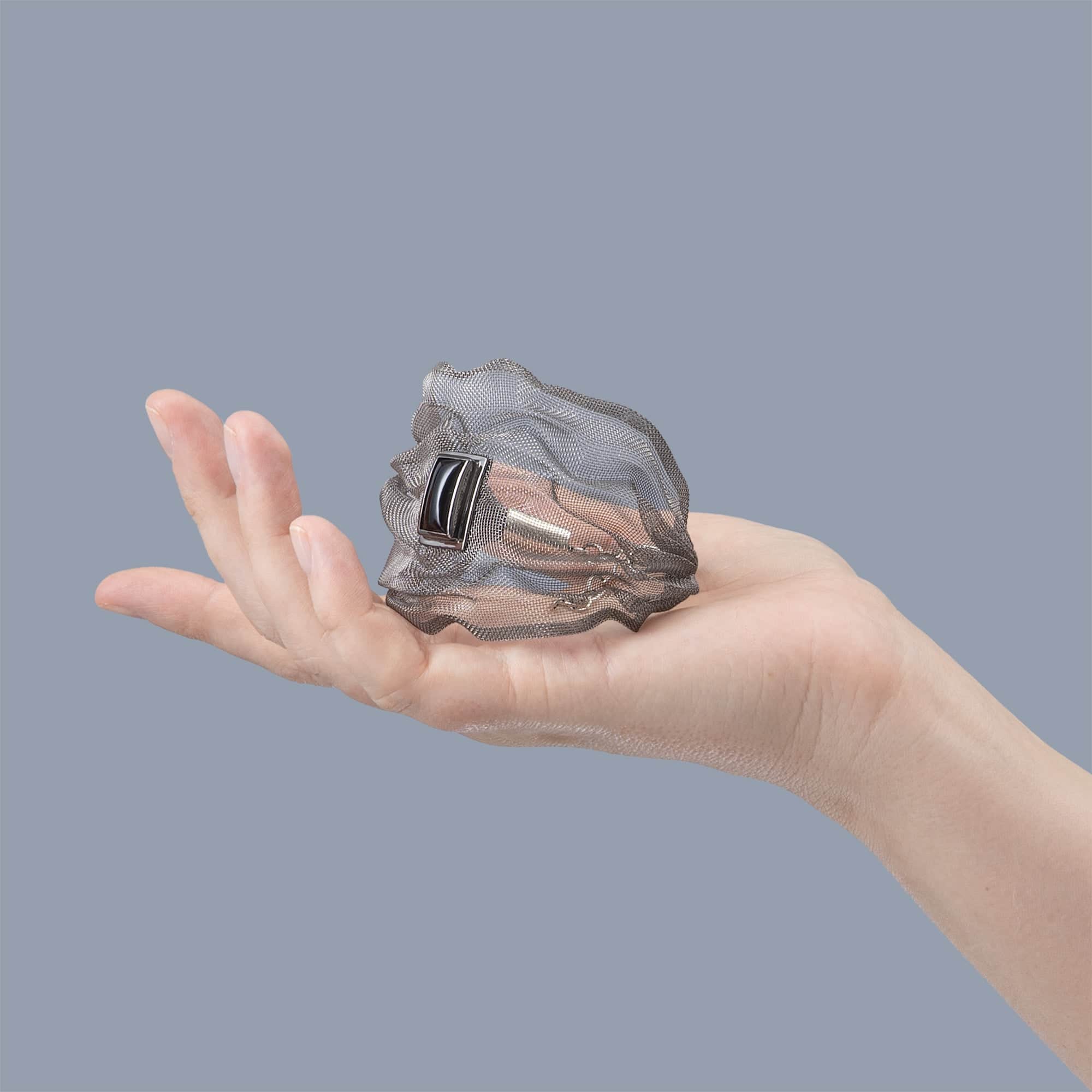 Nuno Limited Edition Silver & Titanium Mesh Bracelet with Natural Smoky Quartz