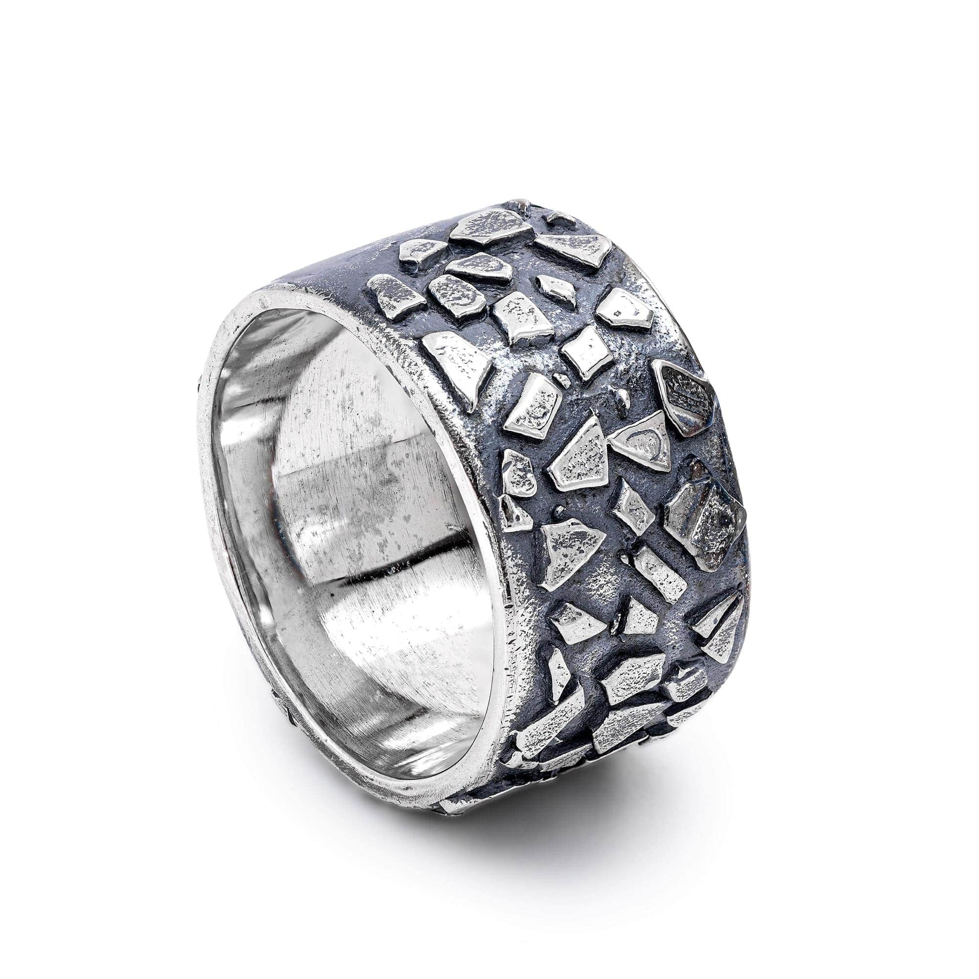 Imprint Hand-Forged 925 Silver Ring with Tactile, Raised Surface