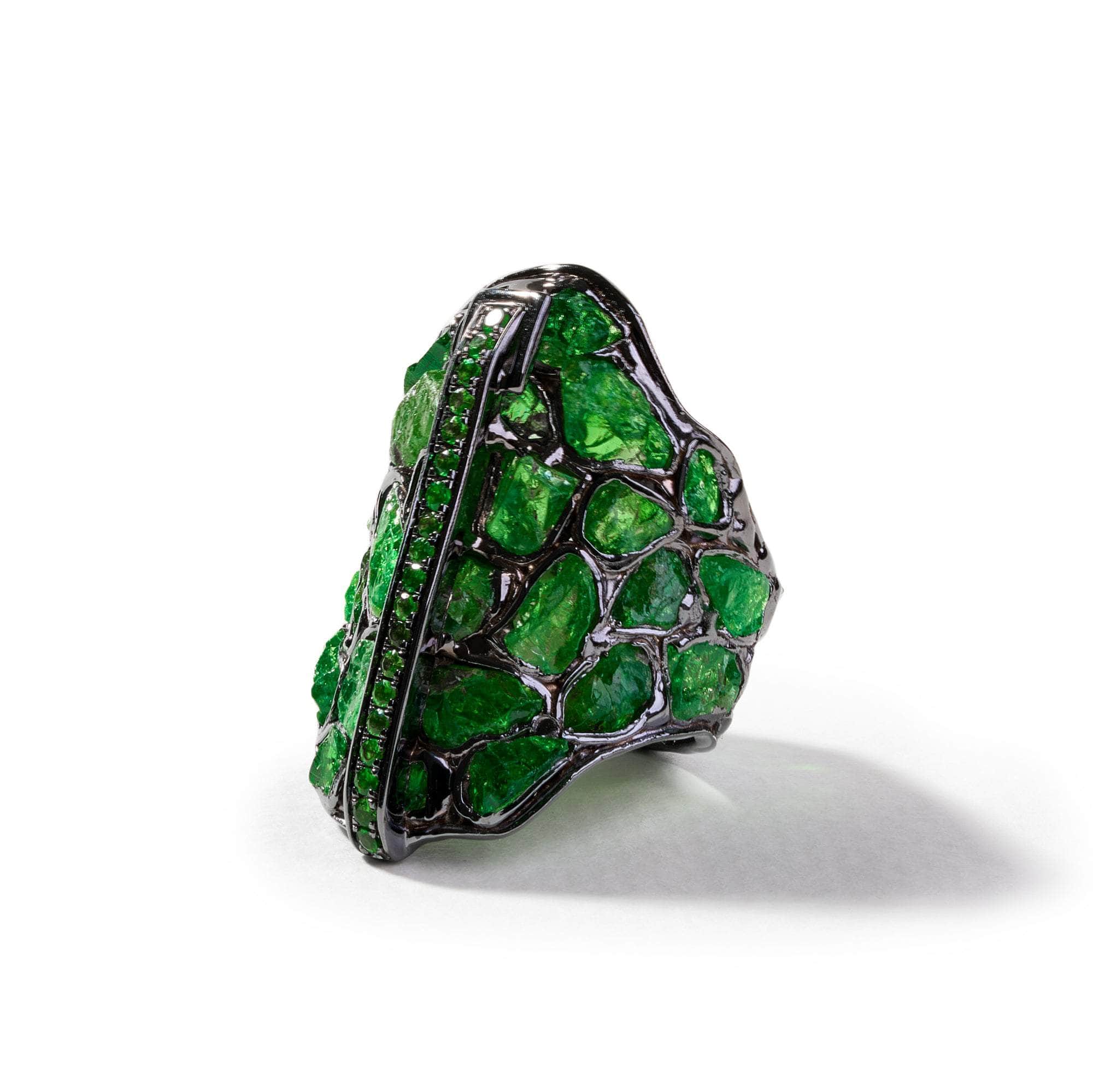 Juni Rough Tsavorite and Chrome Diopside Ring GERMAN KABIRSKI