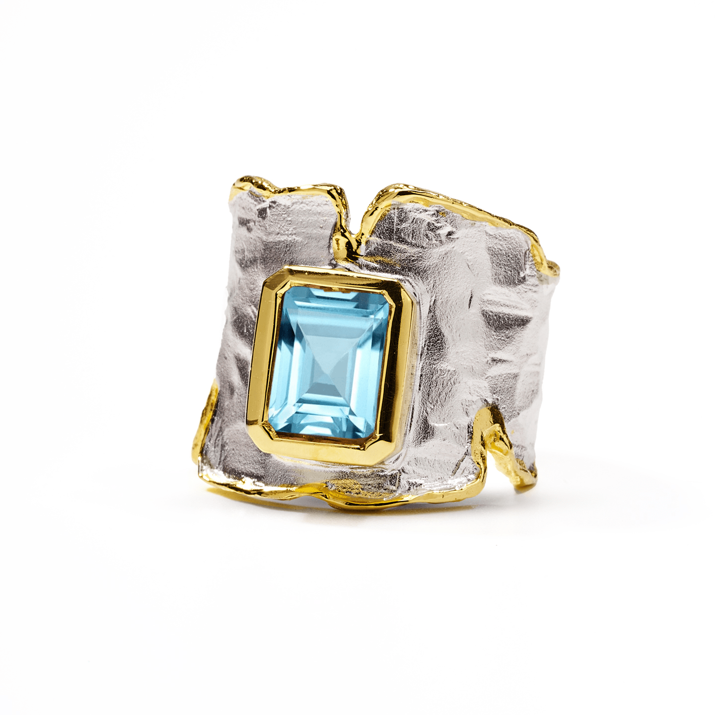 Cyra Ring with Custom Gems: Amethyst, Topaz, Garnet, Citrine, Lemon & Smoky Quartz in White Rhodium & Gold