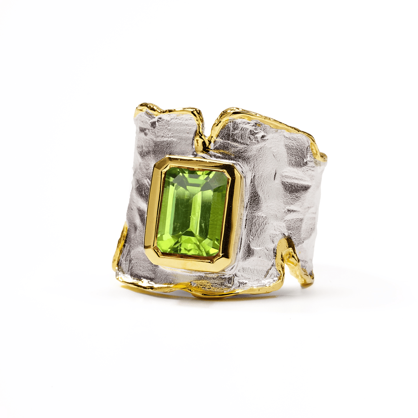 Cyra White Rhodium & Gold Plated Ring with Custom Gems: Amethyst, Topaz, Garnet, Citrine, Green Peridot, Lemon & Smoky Quartz