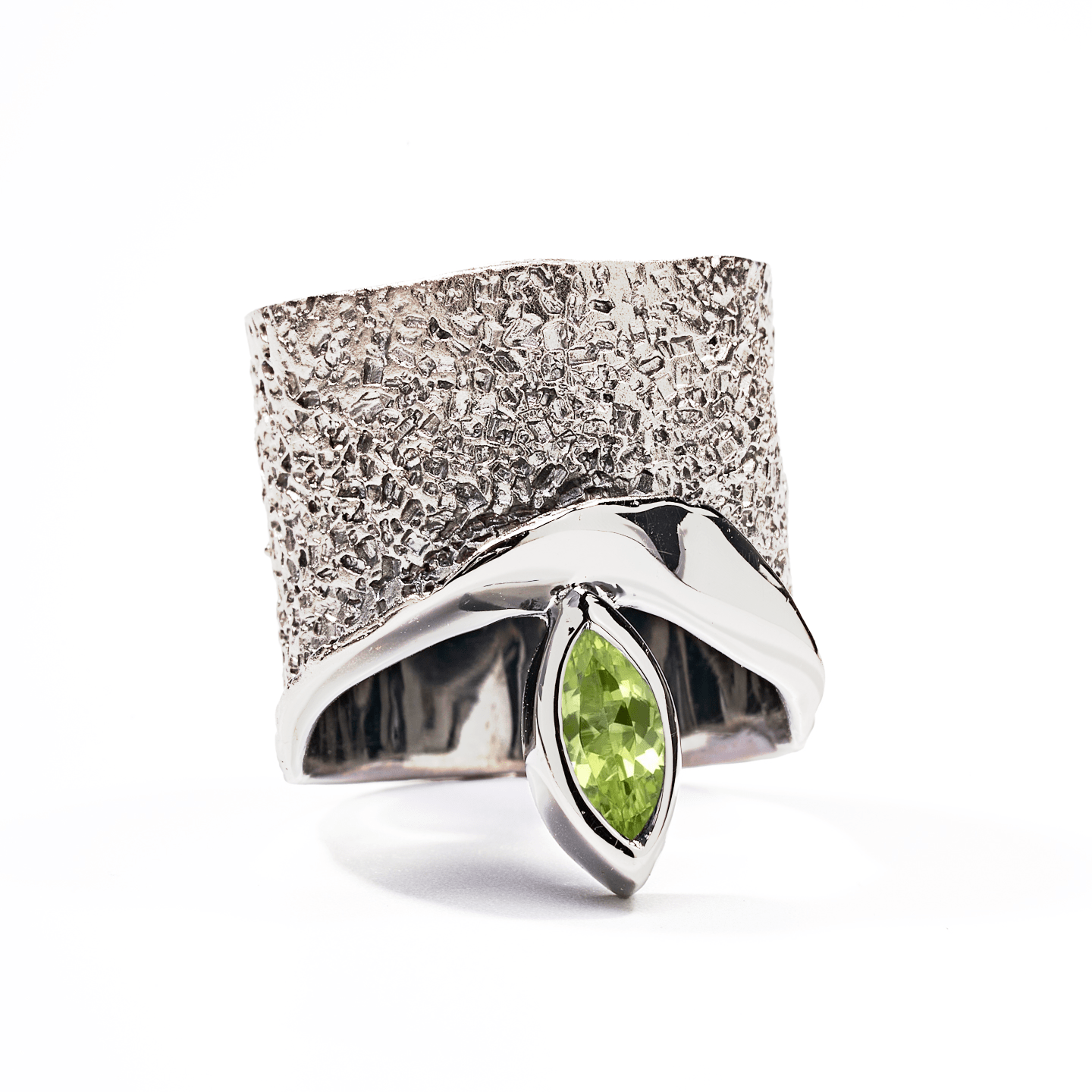 Eartha Ring with Custom Gems: Topaz, Amethyst, Peridot, Rhodolite, Citrine, Smoky Quartz in White Rhodium