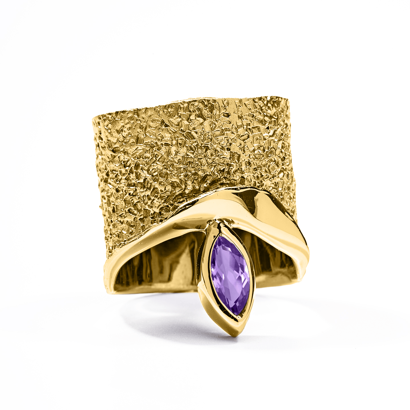Eartha Ring with Custom Gems: Topaz, Amethyst, Peridot, Rhodolite, Citrine, Smoky Quartz in Gold