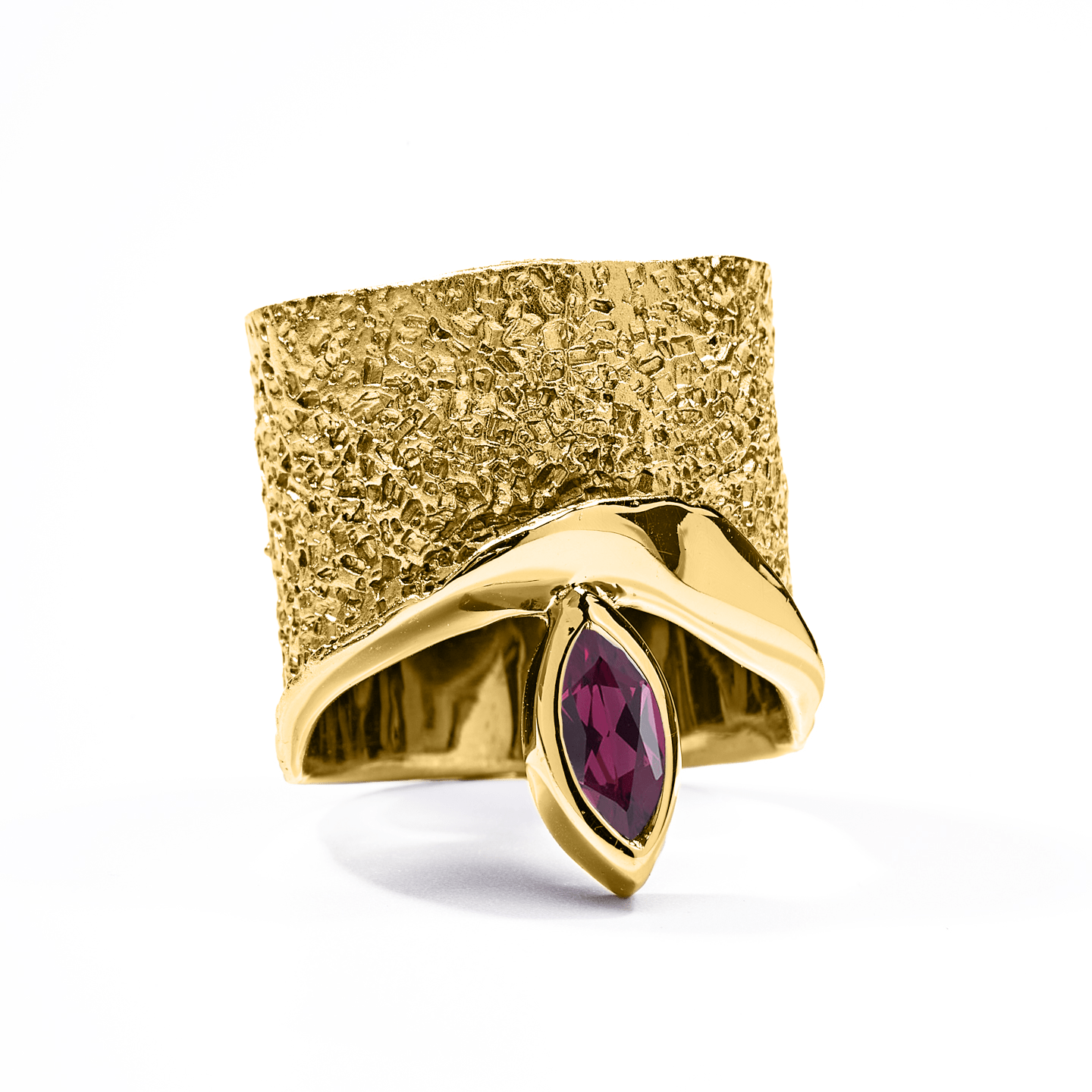 Eartha Ring with Custom Gems: Topaz, Amethyst, Peridot, Rhodolite, Citrine, Smoky Quartz in Gold
