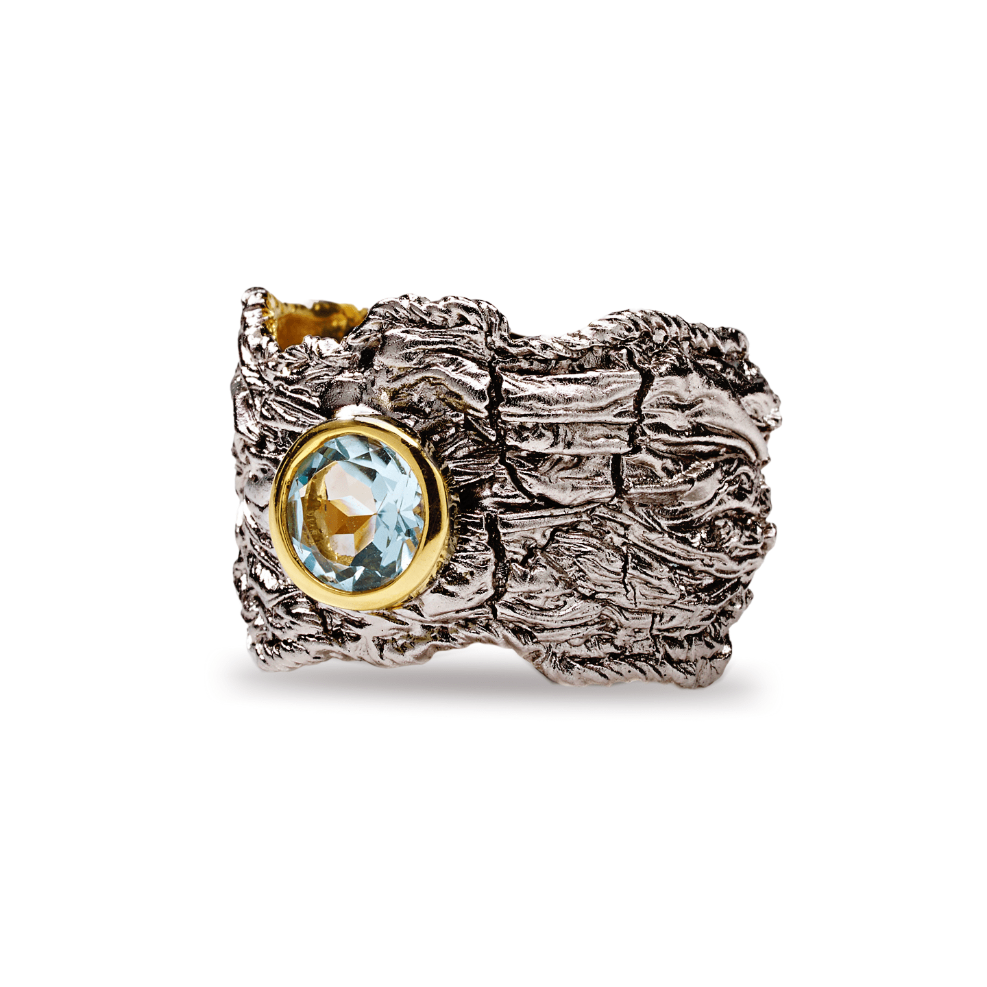 Althea Ring with Custom Gems: Topaz, Amethyst, Peridot, Rhodolite, Citrine in Black Rhodium & Gold