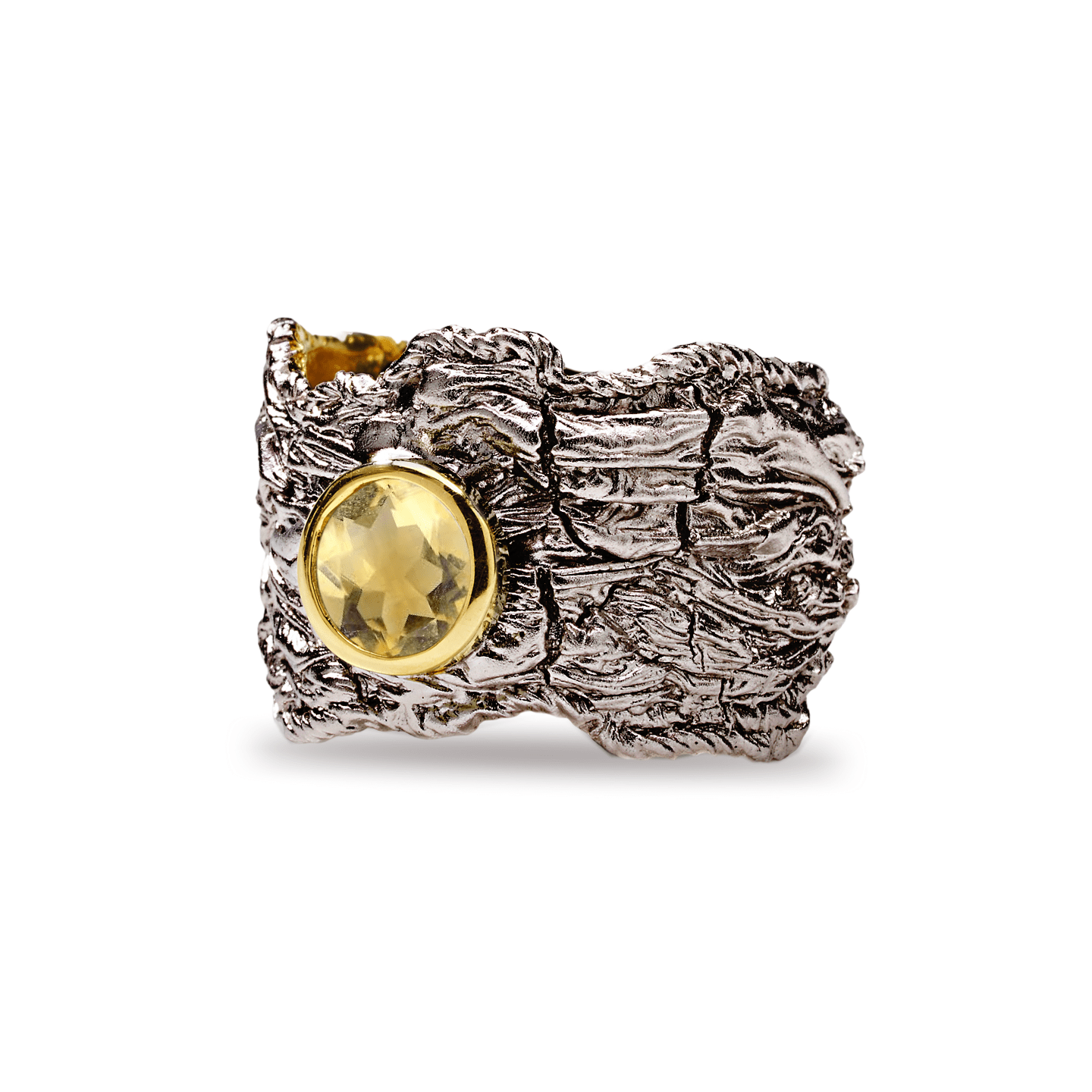 Althea Ring with Custom Gems: Topaz, Amethyst, Peridot, Rhodolite, Citrine in Black Rhodium & Gold