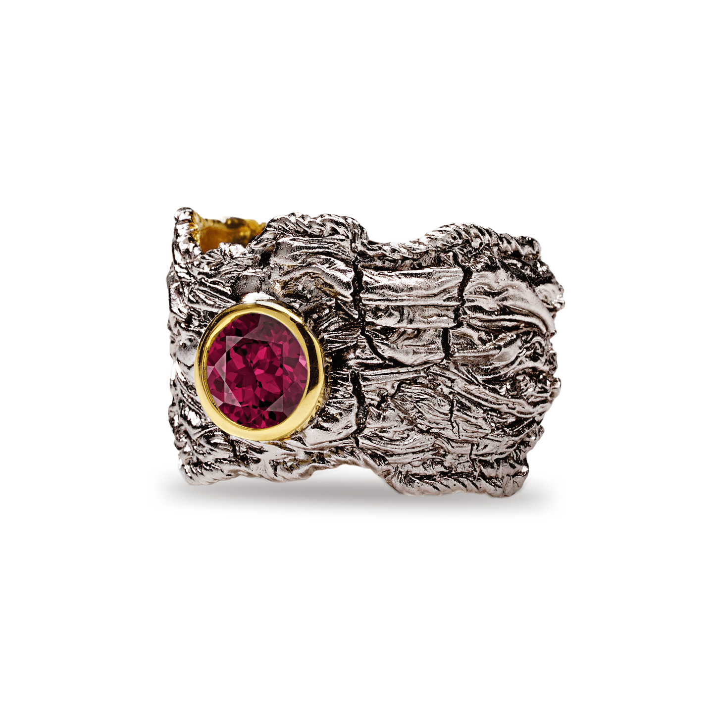 Althea Ring with Custom Gems: Topaz, Amethyst, Peridot, Rhodolite, Citrine in Black Rhodium & Gold
