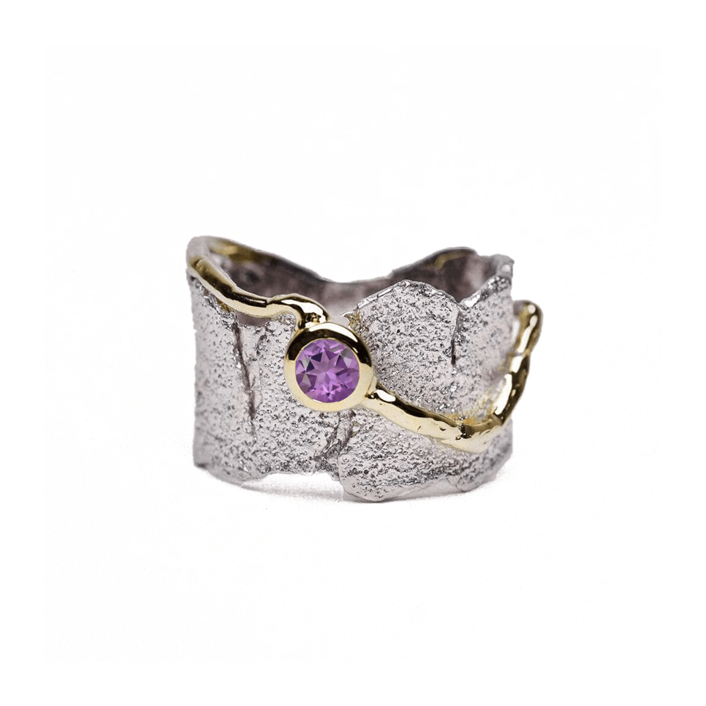 Revele Ring with Gem Options: Garnet, Sapphire, Peridot, Amethyst, Citrine, Smoky Quartz - In White Rhodium & Gold