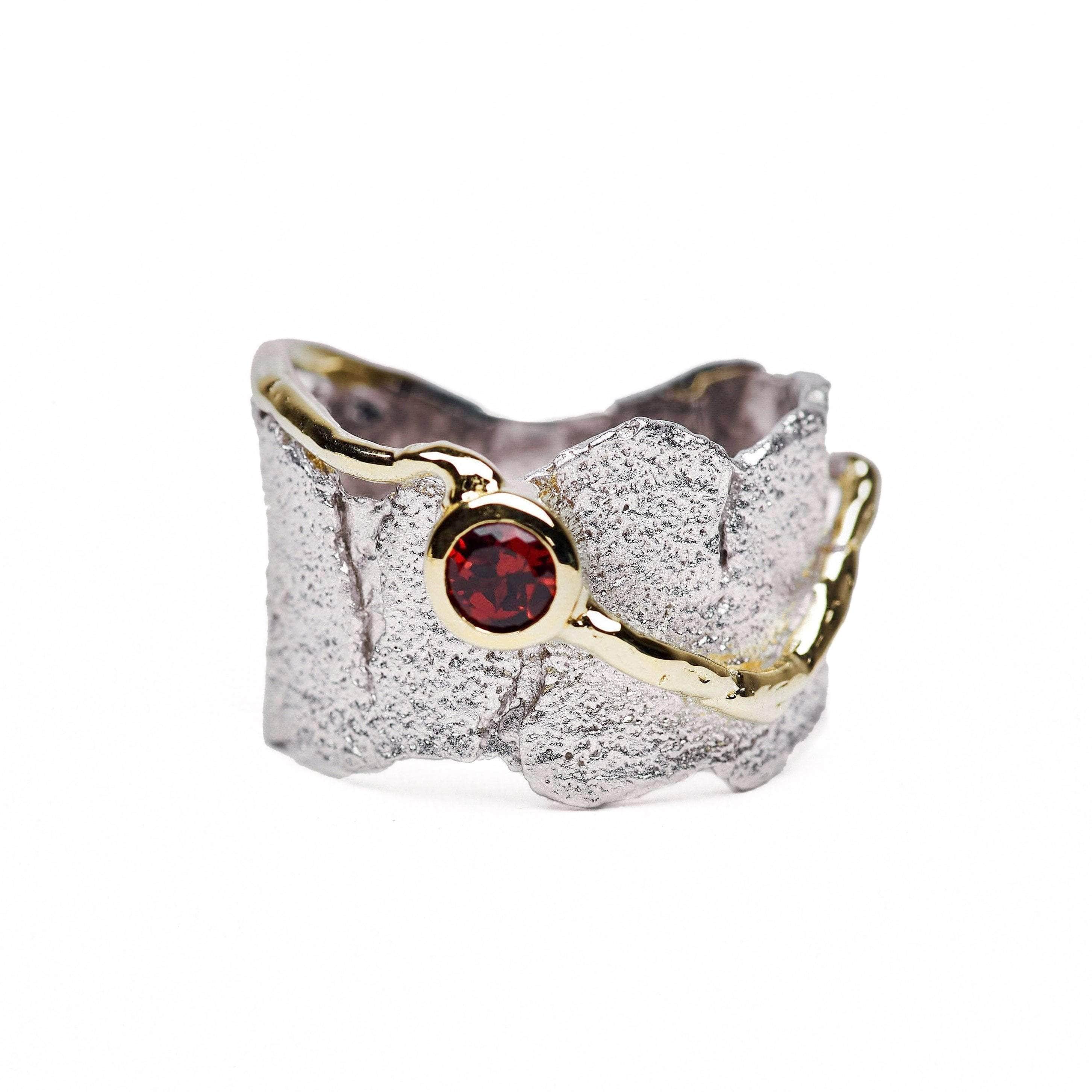 Revele Ring with Gem Options: Garnet, Sapphire, Peridot, Amethyst, Citrine, Smoky Quartz - In White Rhodium & Gold