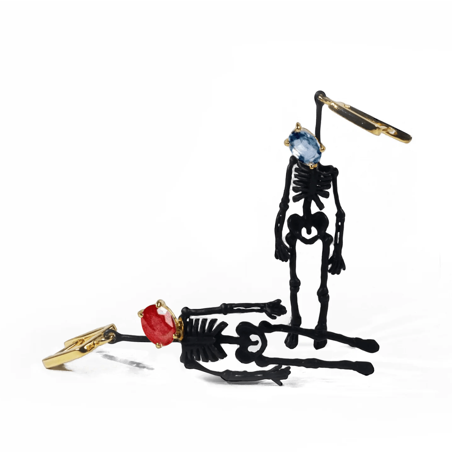 Angleter Skeleton Earrings Co-Designed with Custom Gemstone & Plating Options: Blue Topaz, Citrine, Sapphire, Ruby, Black or White Rhodium, Gold, Anthracite