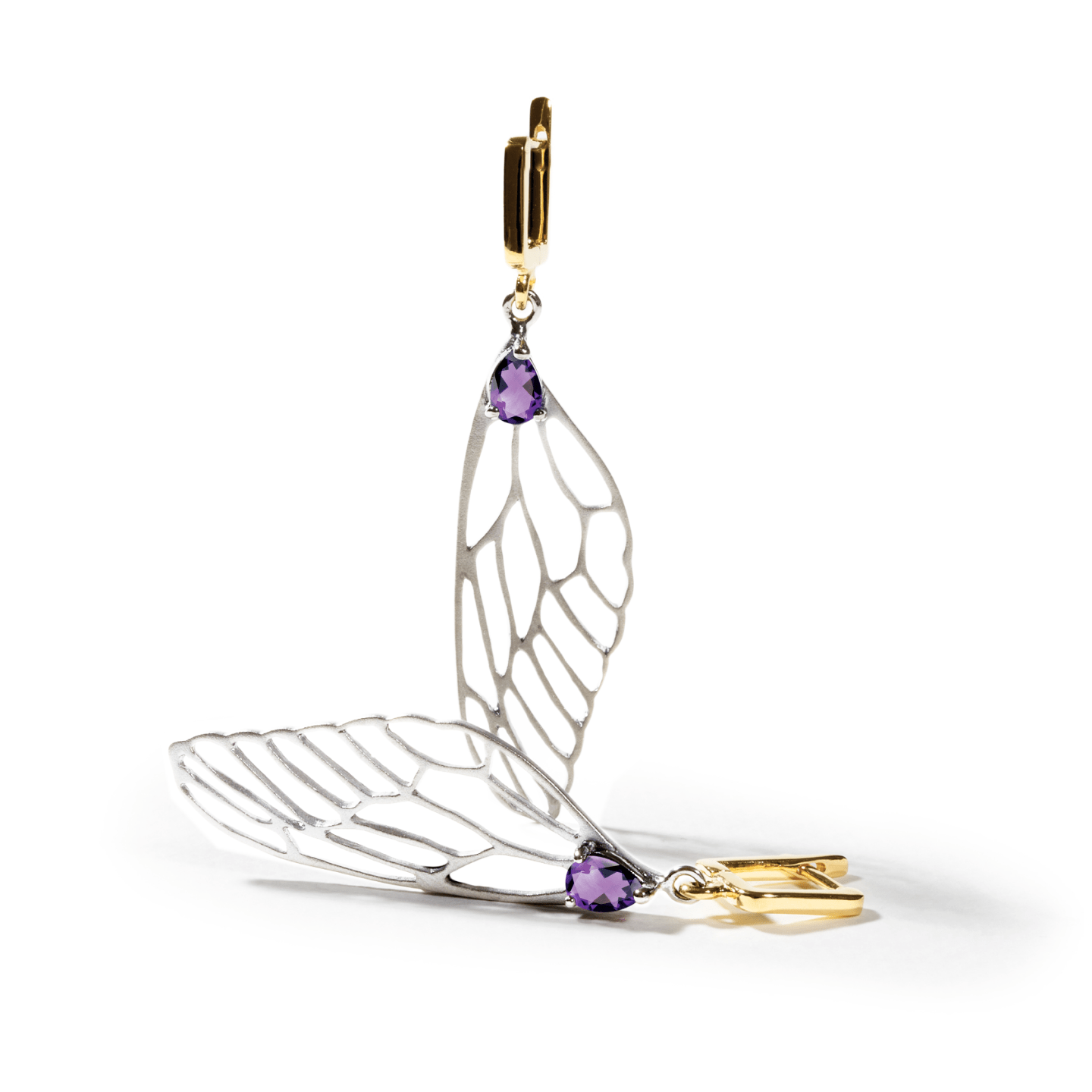 Farash Dragonfly Wing Earrings Personalized & Co-Designed with Custom Options: Blue Topaz, Amethyst, Rhodolite, Citrine, Garnet, Peridot, White or Black Rhodium, Gold