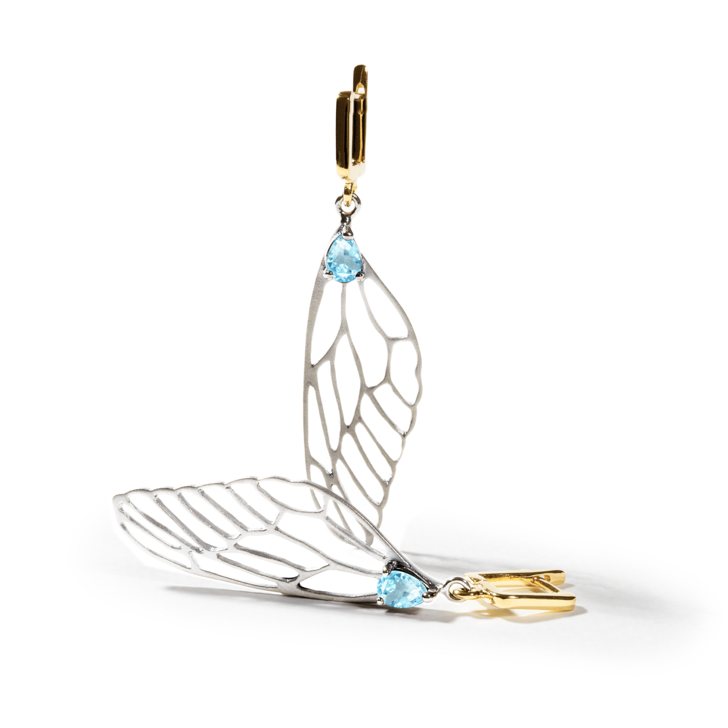 Farash Dragonfly Wing Earrings Personalized & Co-Designed with Custom Options: Blue Topaz, Amethyst, Rhodolite, Citrine, Garnet, Peridot, White or Black Rhodium, Gold