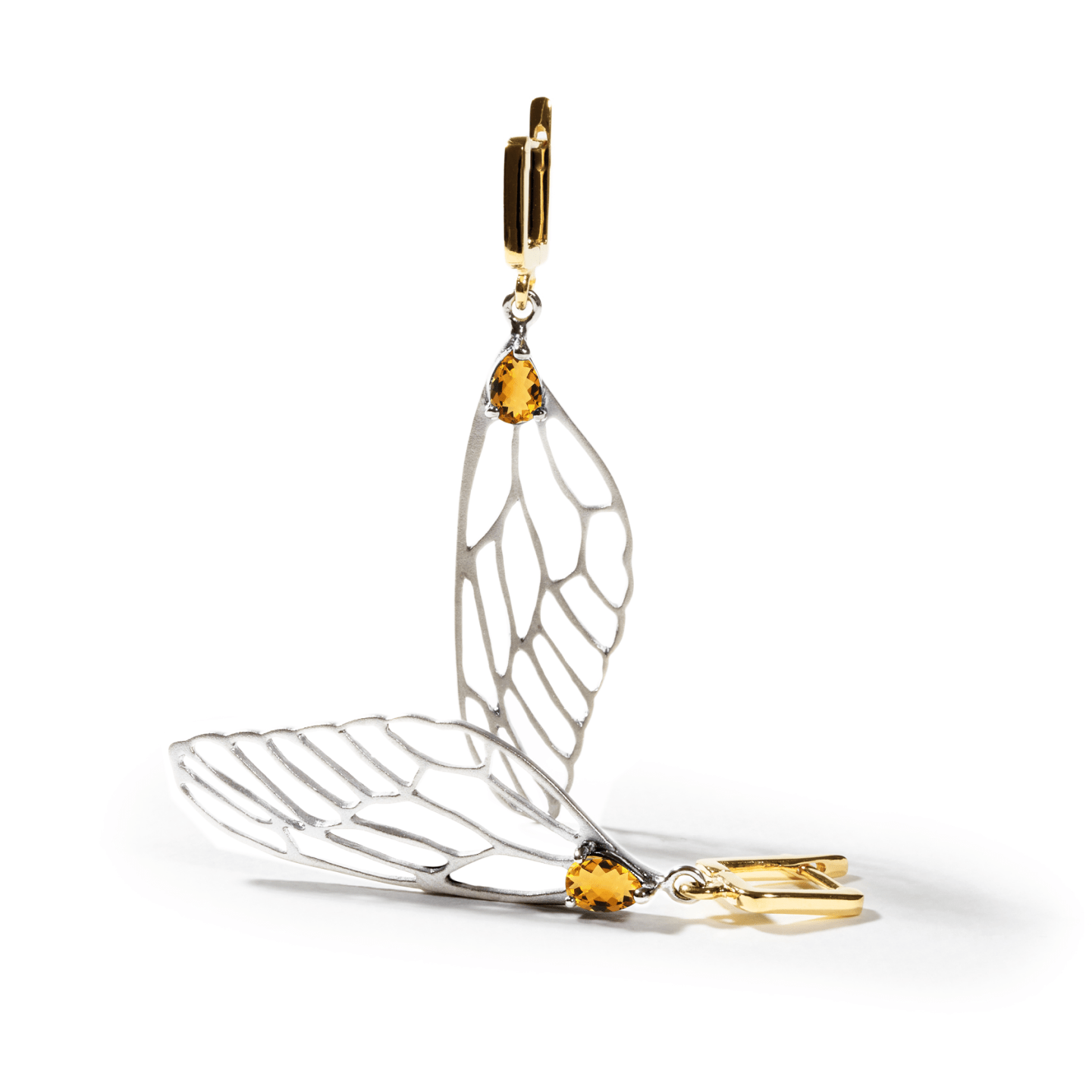 Farash Dragonfly Wing Earrings Personalized & Co-Designed with Custom Options: Blue Topaz, Amethyst, Rhodolite, Citrine, Garnet, Peridot, White or Black Rhodium, Gold