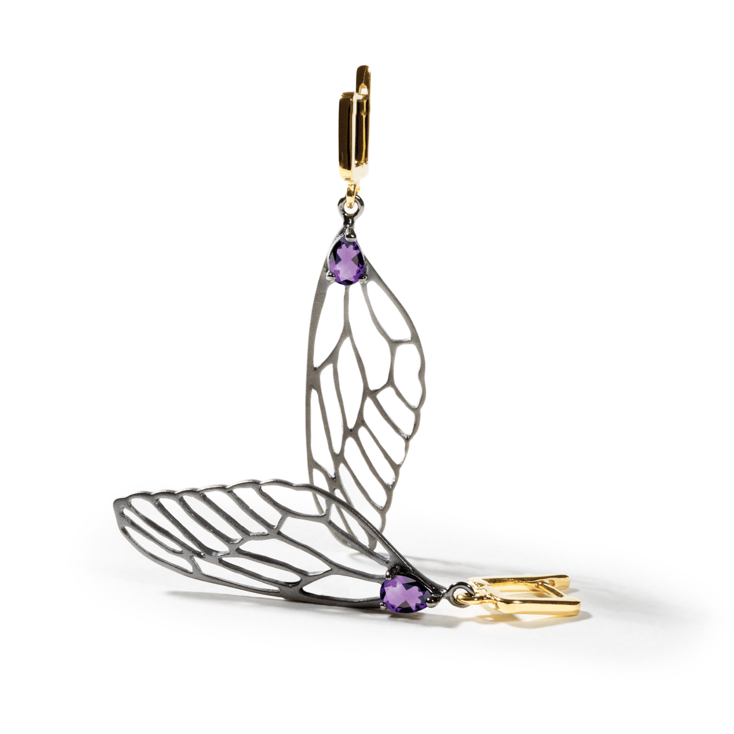 Farash Dragonfly Wing Earrings Personalized & Co-Designed with Custom Options: Blue Topaz, Amethyst, Rhodolite, Citrine, Garnet, Peridot, White or Black Rhodium, Gold