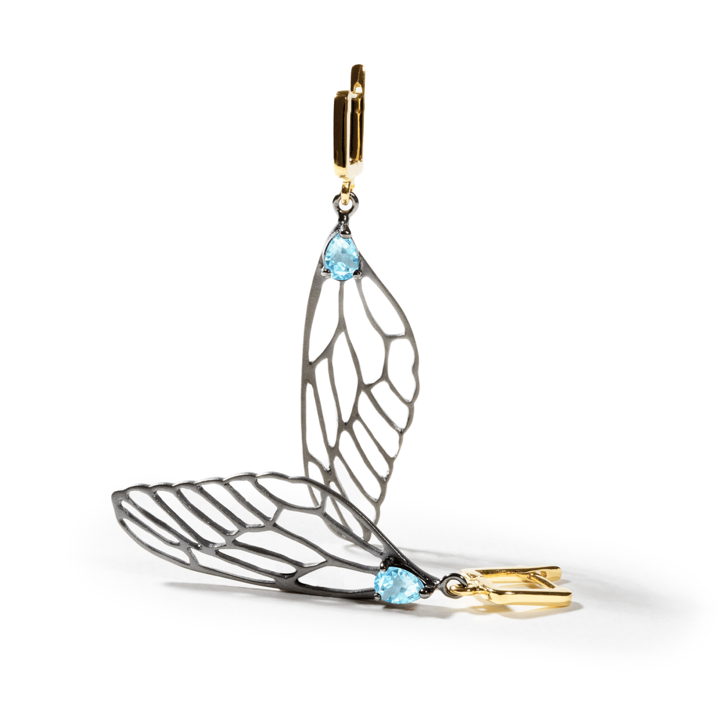Farash Dragonfly Wing Earrings Personalized & Co-Designed with Custom Options: Blue Topaz, Amethyst, Rhodolite, Citrine, Garnet, Peridot, White or Black Rhodium, Gold