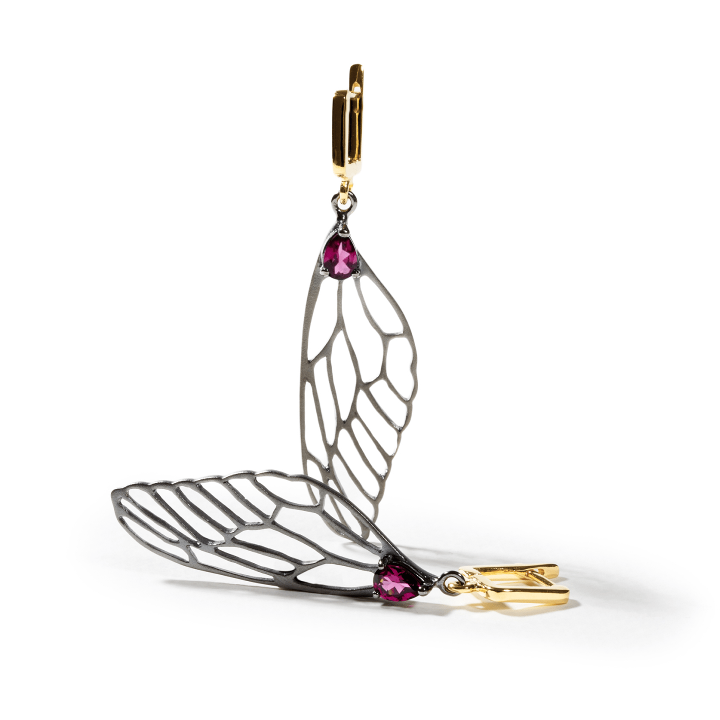 Farash Dragonfly Wing Earrings Personalized & Co-Designed with Custom Options: Blue Topaz, Amethyst, Rhodolite, Citrine, Garnet, Peridot, White or Black Rhodium, Gold