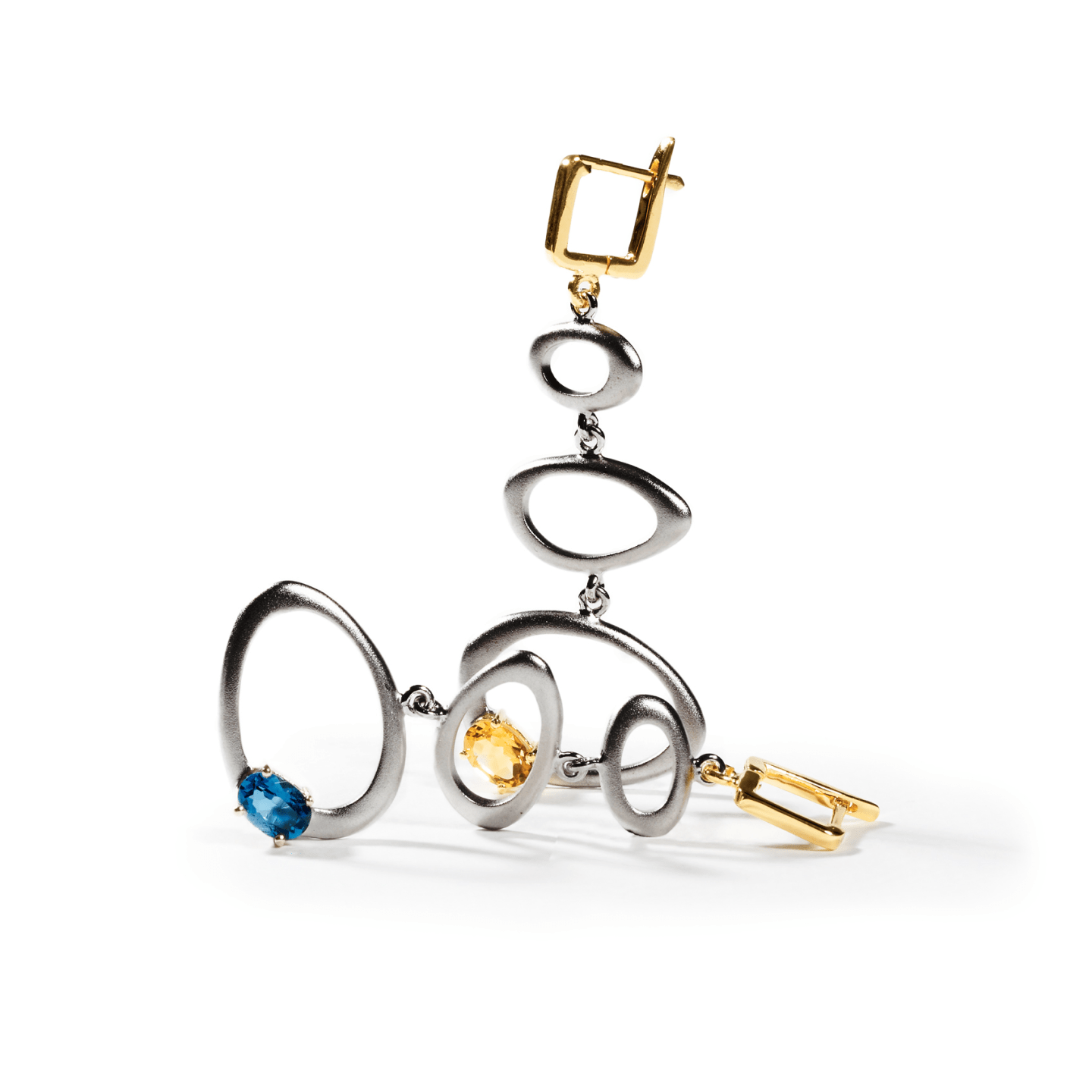 Alba Earrings Personalized & Co-Designed with Custom Options: Blue Topaz, Amethyst, Rhodolite, Peridot, Garnet, White or Black Rhodium, Gold