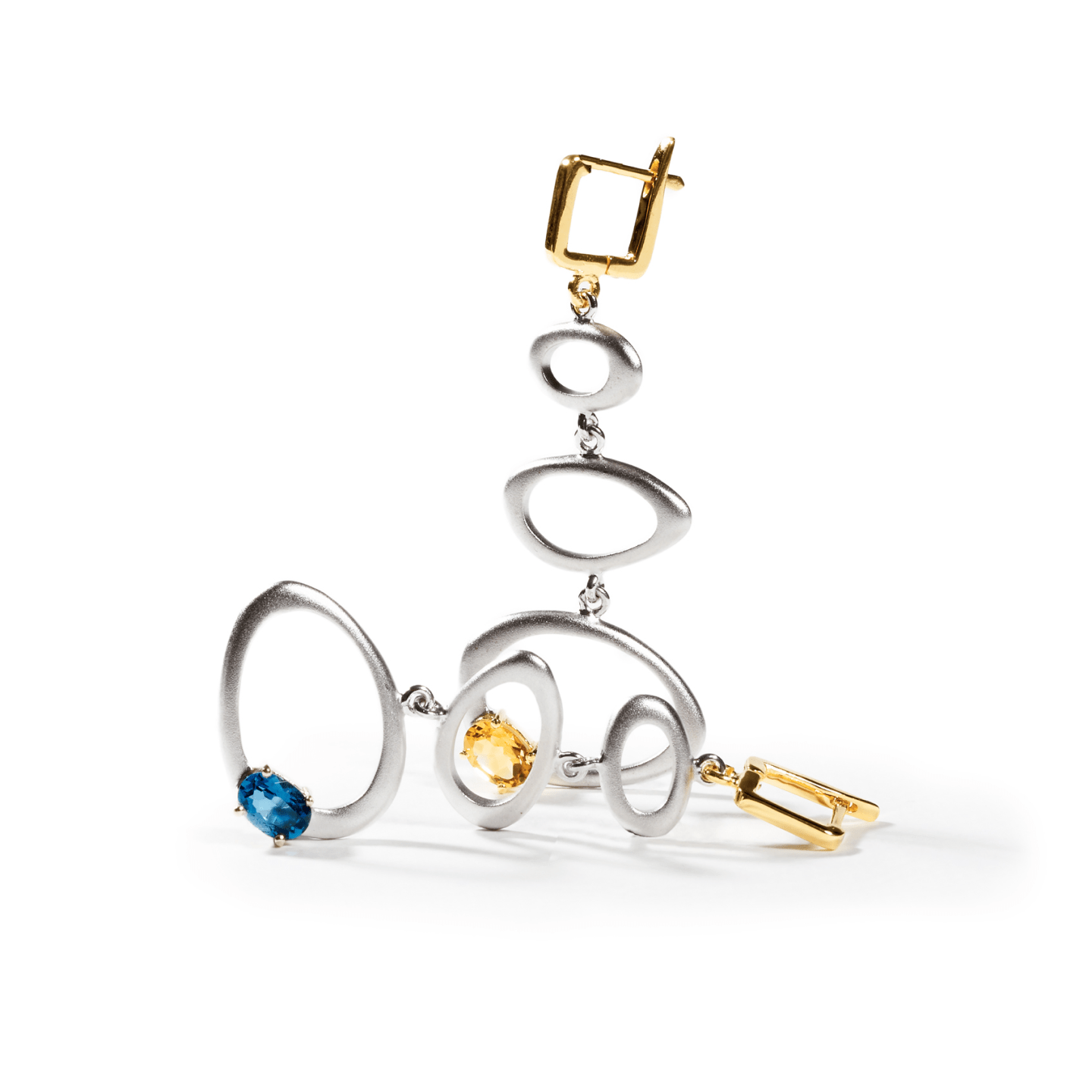 Alba Earrings Personalized & Co-Designed with Custom Options: Blue Topaz, Amethyst, Rhodolite, Peridot, Garnet, White or Black Rhodium, Gold