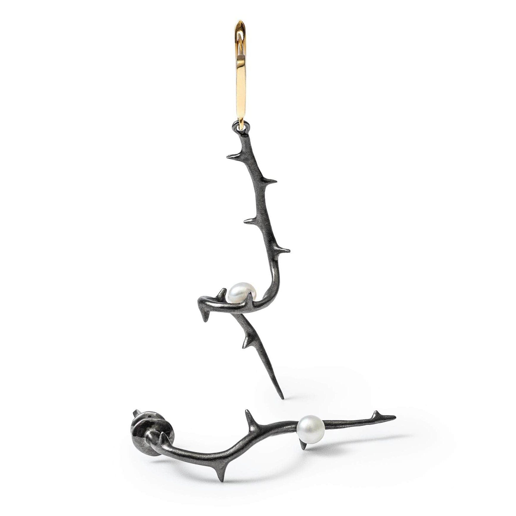 Torne White Micro Pearl Earrings (Black Ruthenium and Gold 18K) GERMAN KABIRSKI